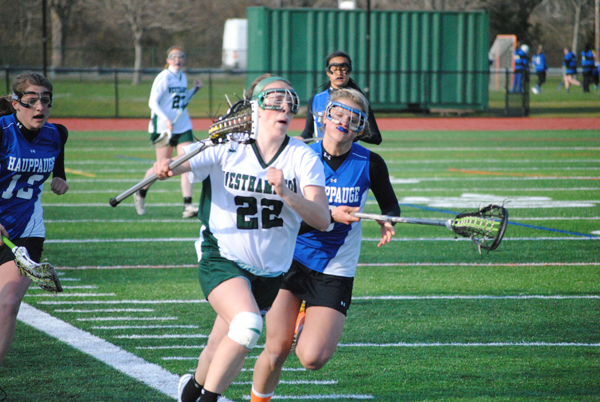 Haley Laube is on a six-game scoring streak and had five goals in a loss to Comsewogue.
