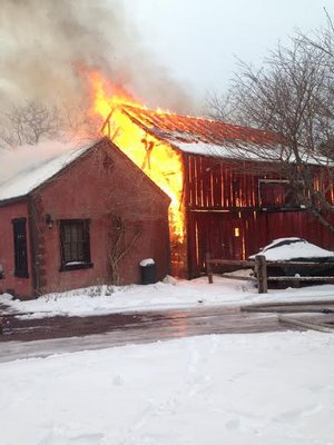  North Sea and Hampton Bays fire departments responded to a fire on North Main Street in Southampton on Saturday morning. COURTESY OF SOUTHAMPTON VILLAGE FIRE DEPARTMET