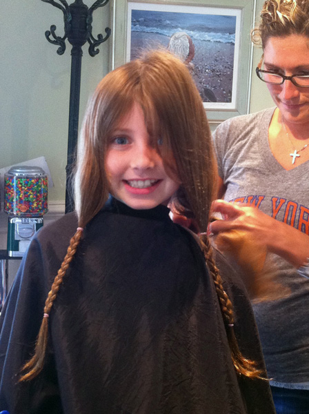 Lily Lenahan before cutting her hair and donating it to Locks of Love.
