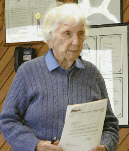 Carol Morrison at a Town Board Meeting.