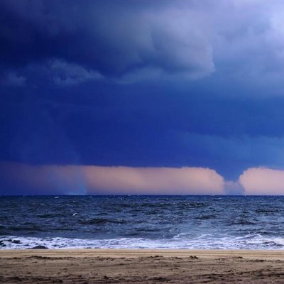 There were three waterspouts spotted in the Moriches Bay on Friday morning. COURTESY OF JENNIFER GARRY