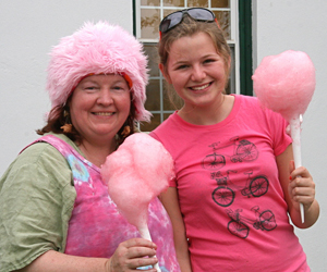 Coleen Curtin (with wig) and Julia Lewis