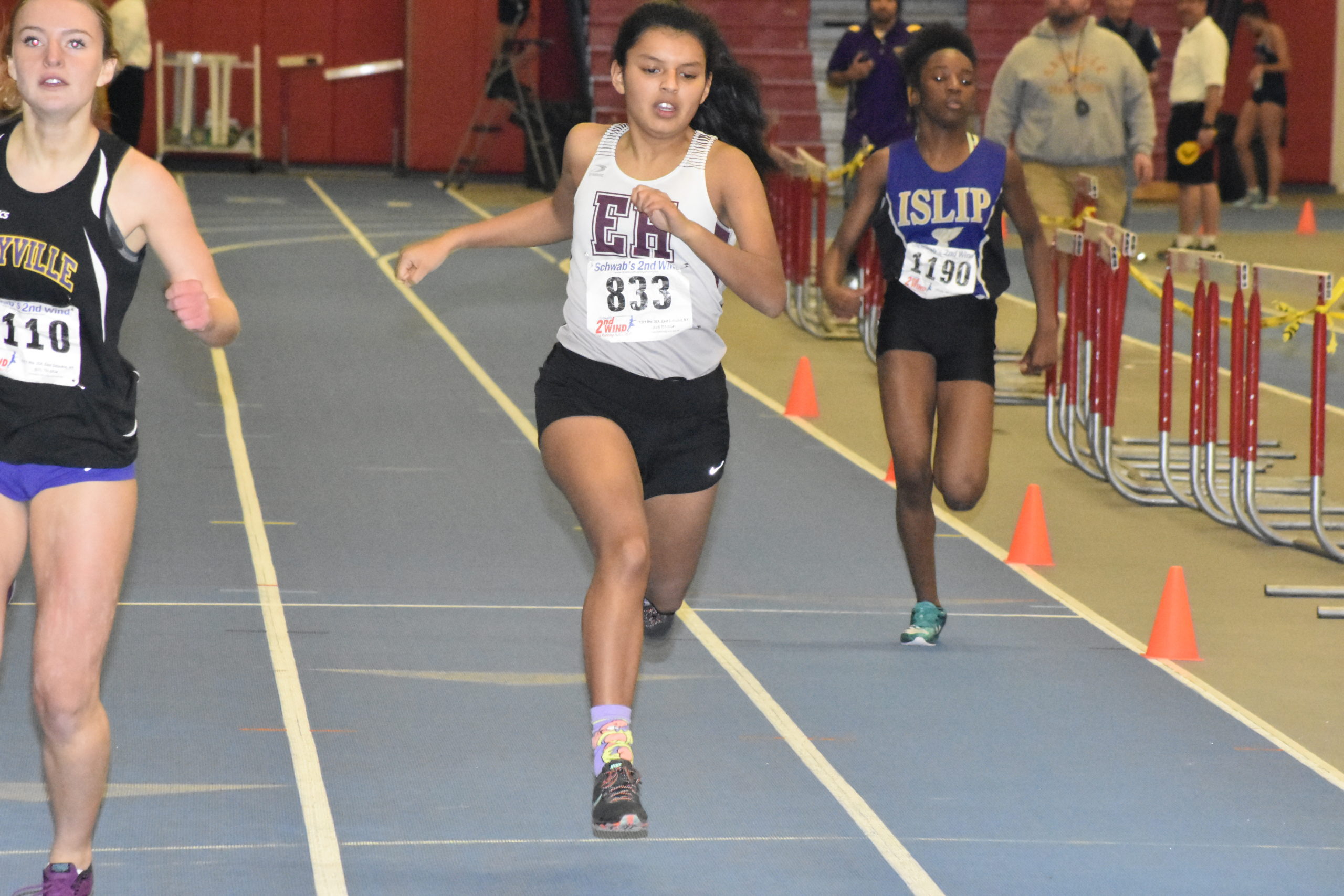 East Hampton senior Lillie Minskoff competed in three separate events at leagues. Her highest placement came in the 300-meter dash, which she finished eighth in.