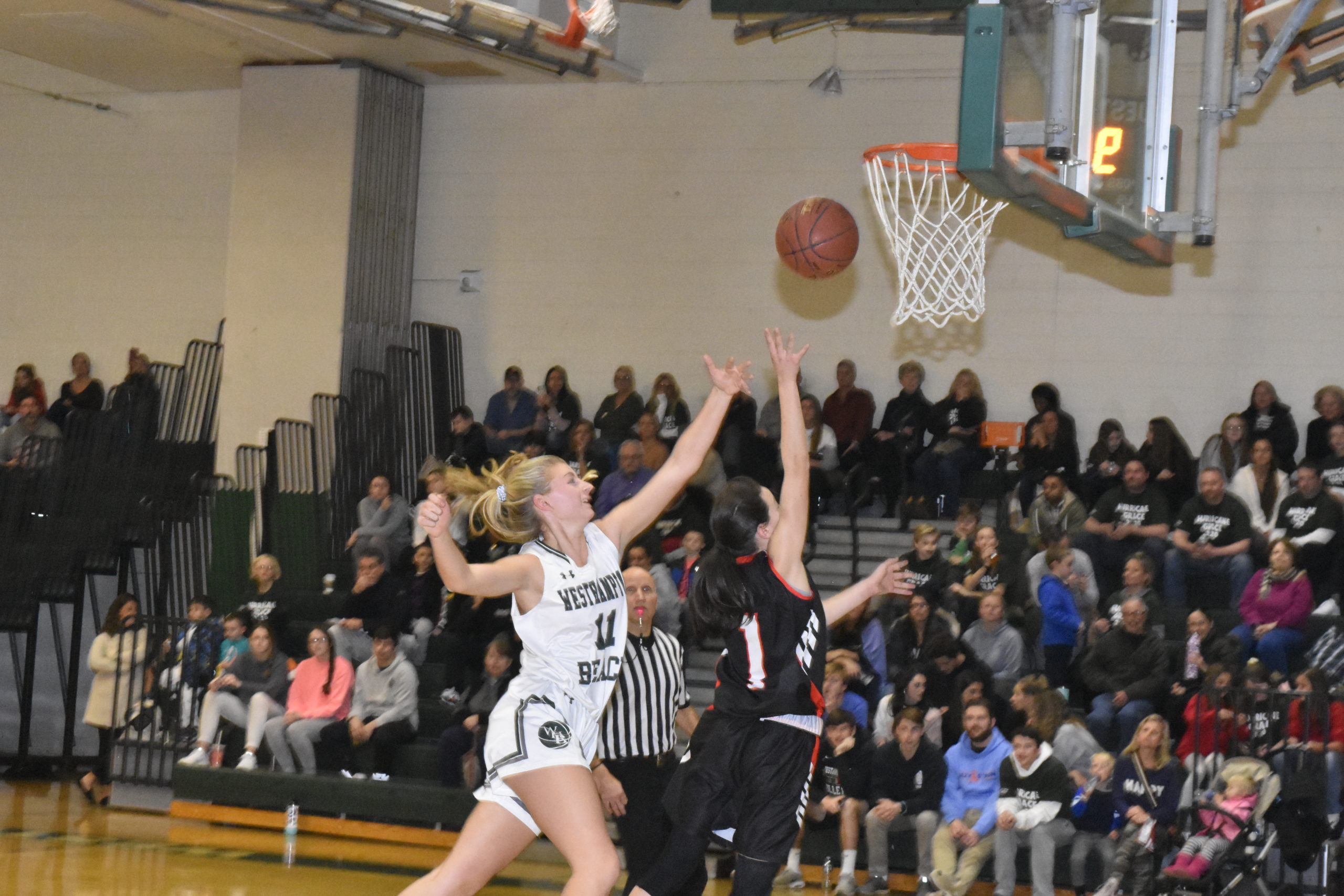 Molly Skorobohaty tries to block a Mt. Sinai defender.