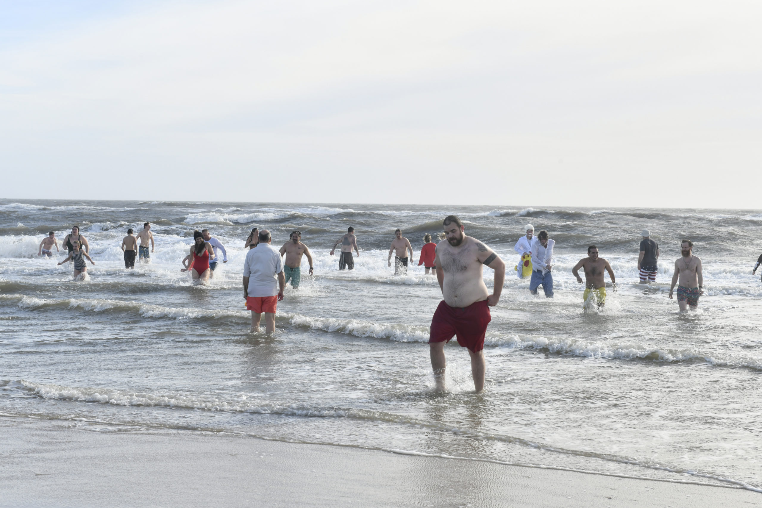 Plungers at Rogers Beach on Saturday.