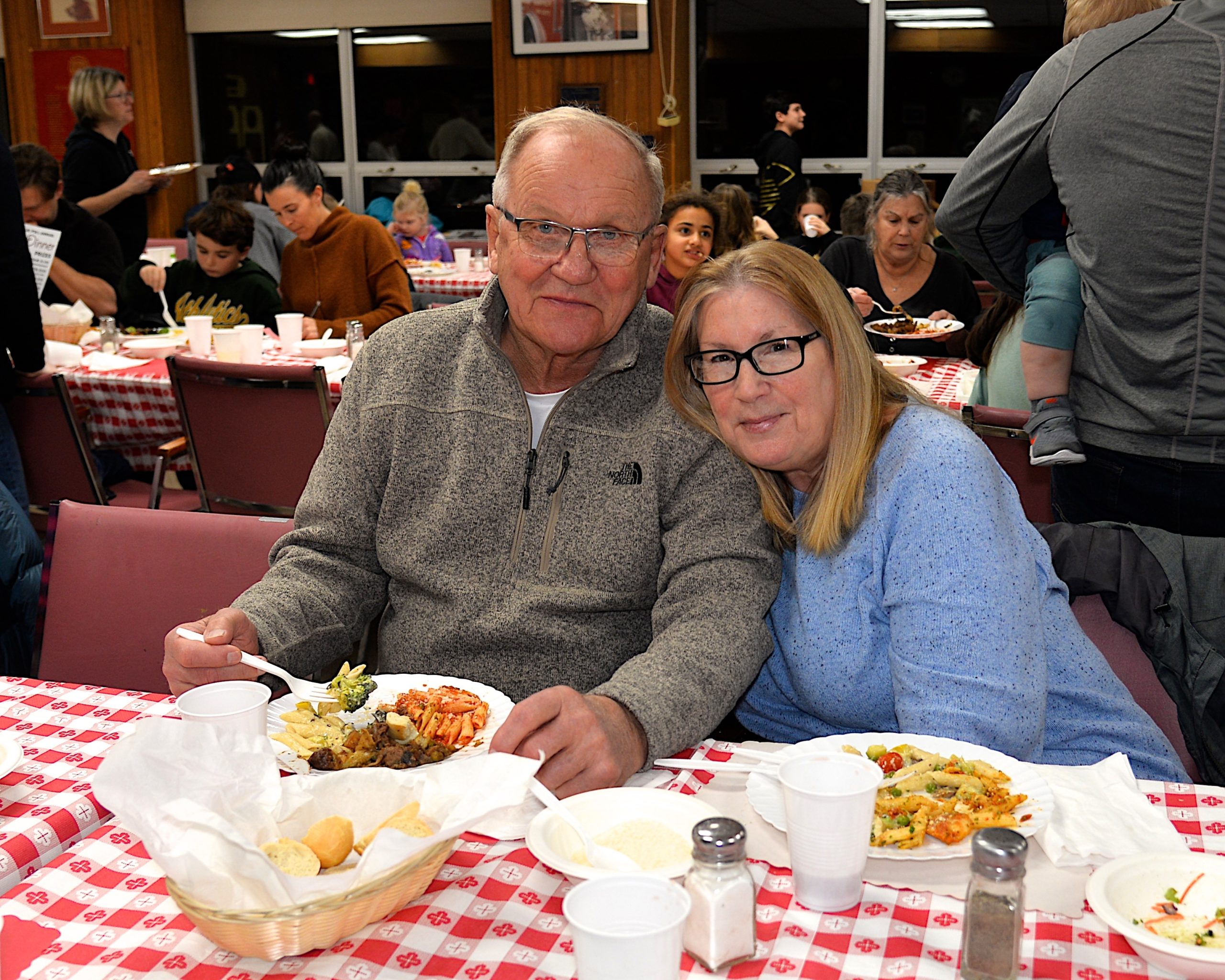 A pasta dinner fundraiser took place at the Montauk firehouse on Saturday to benefit the Robert R. Fisher scholarship fund. Dick Swanson and Nancy Stewart were there to support the cause. KYRIL BROMLEY
