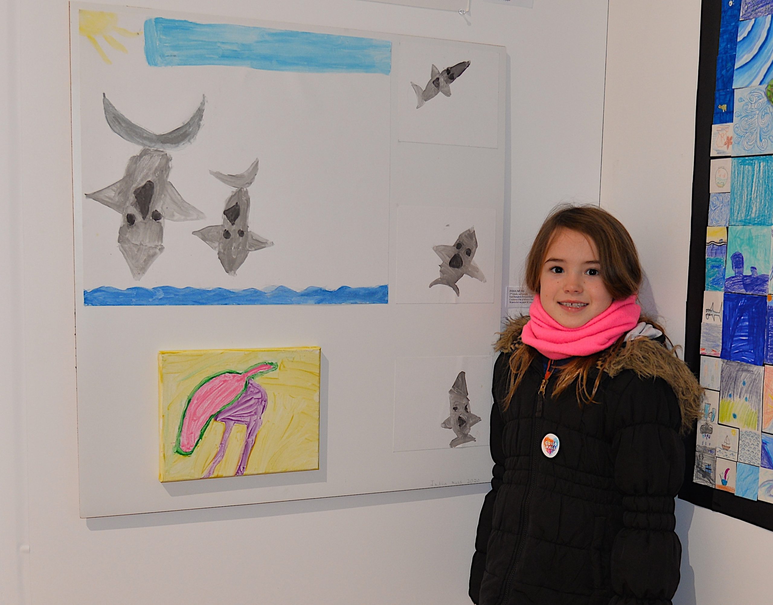 India Muhs, AN East Hampton home-schooled 2nd grader, with her work.    KYRIL BROMLEY 