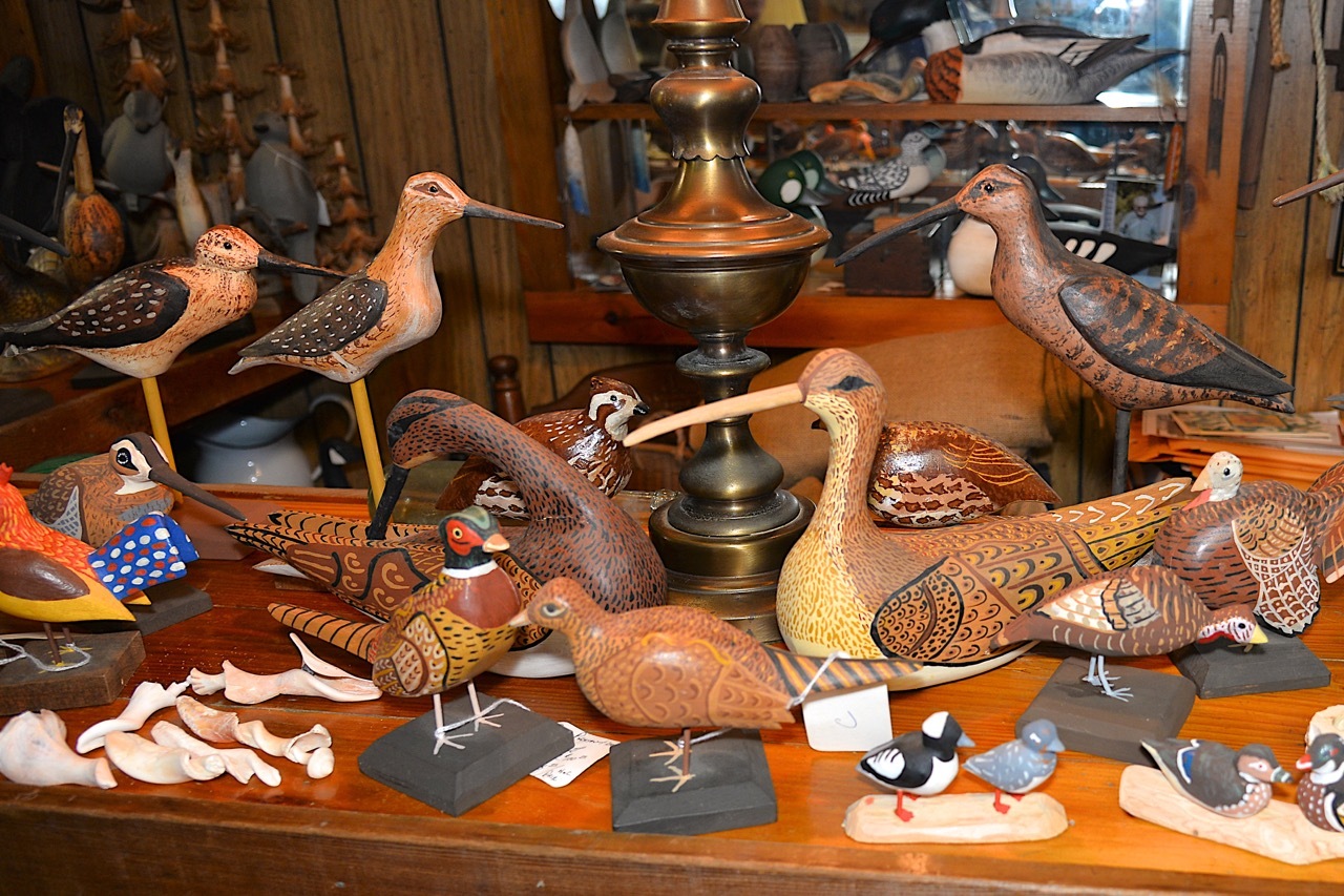 Some of Dave Bennett's hand-carved bird decoys.