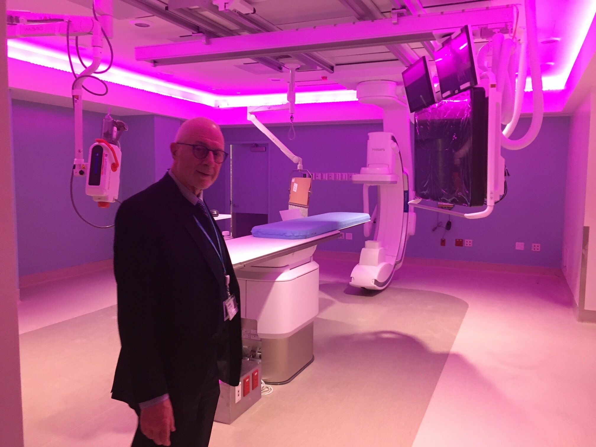 Dr. Stanley Katz, chair of cardiology at Peconic Bay Medical Center. The lighting in the room can be changed to soothe a patient's mood. KITTY MERRILL