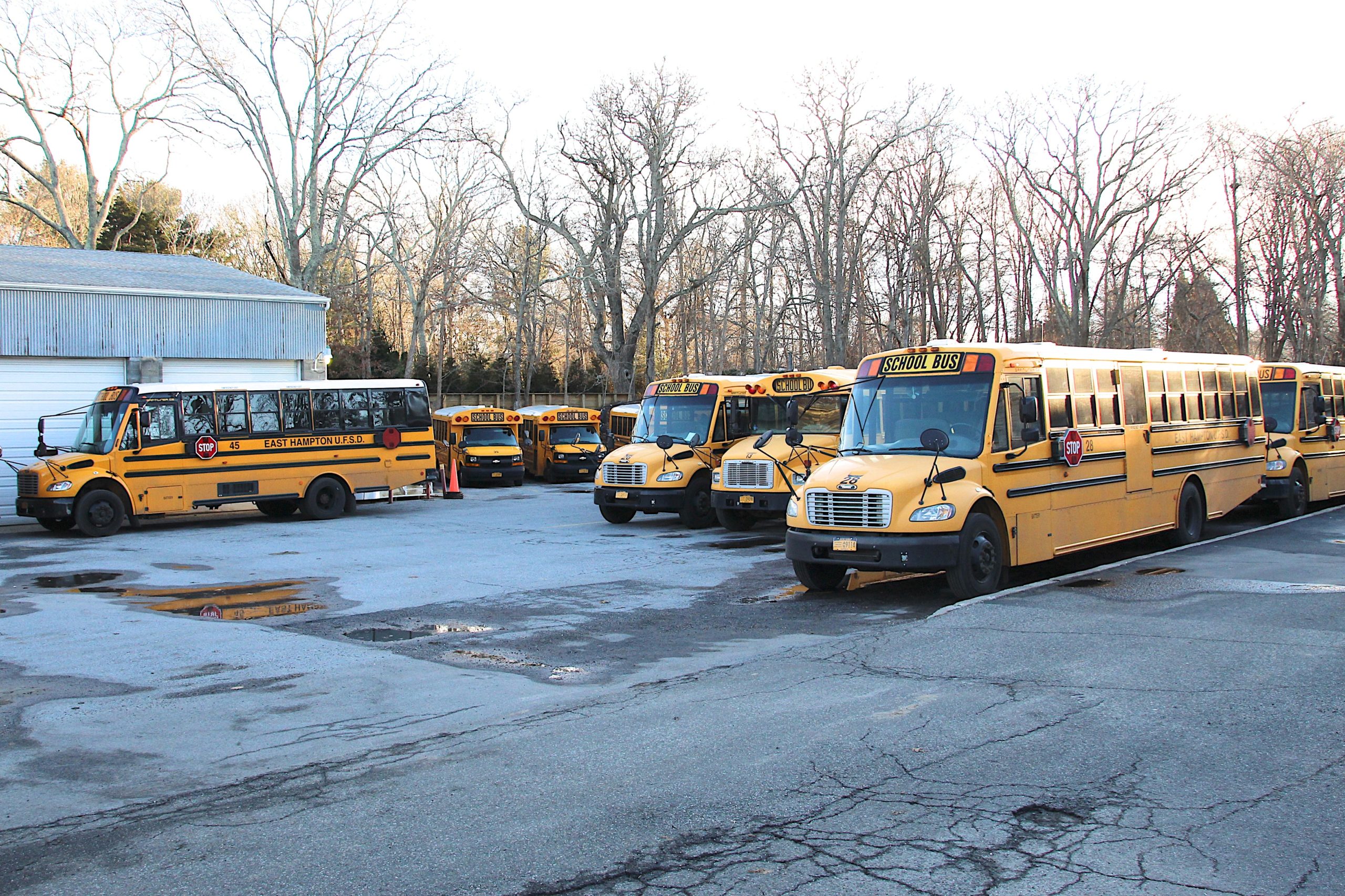 The East Hampton School District has been leasing the former Schaefer Bus Company property on Route 114 to store its bus fleet. The district will be moving the operation to property it approached next to the East Hampton Town Recycling Center on Springs-Fireplace Road. Kyril Bromley