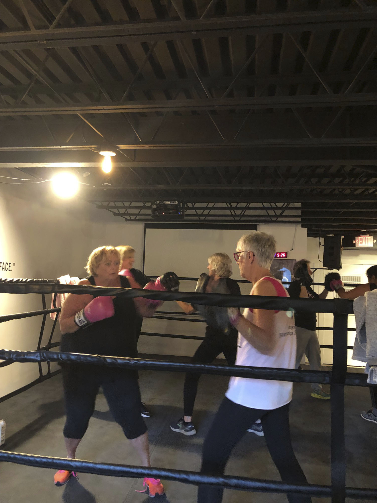 Fight Mode founder Susie Roden, left, in the ring.  CALIN RILEY