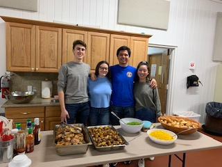 To give back to the community, Southampton High School Interact Club members, under the direction of advisor Sarah Fitzsimmons, prepared a delicious meal for homeless guests at the Southampton Presbyterian Church. From left, students Robert Sior, Ava DeSane, Kevin Kguyen and Cynthia Lin.
