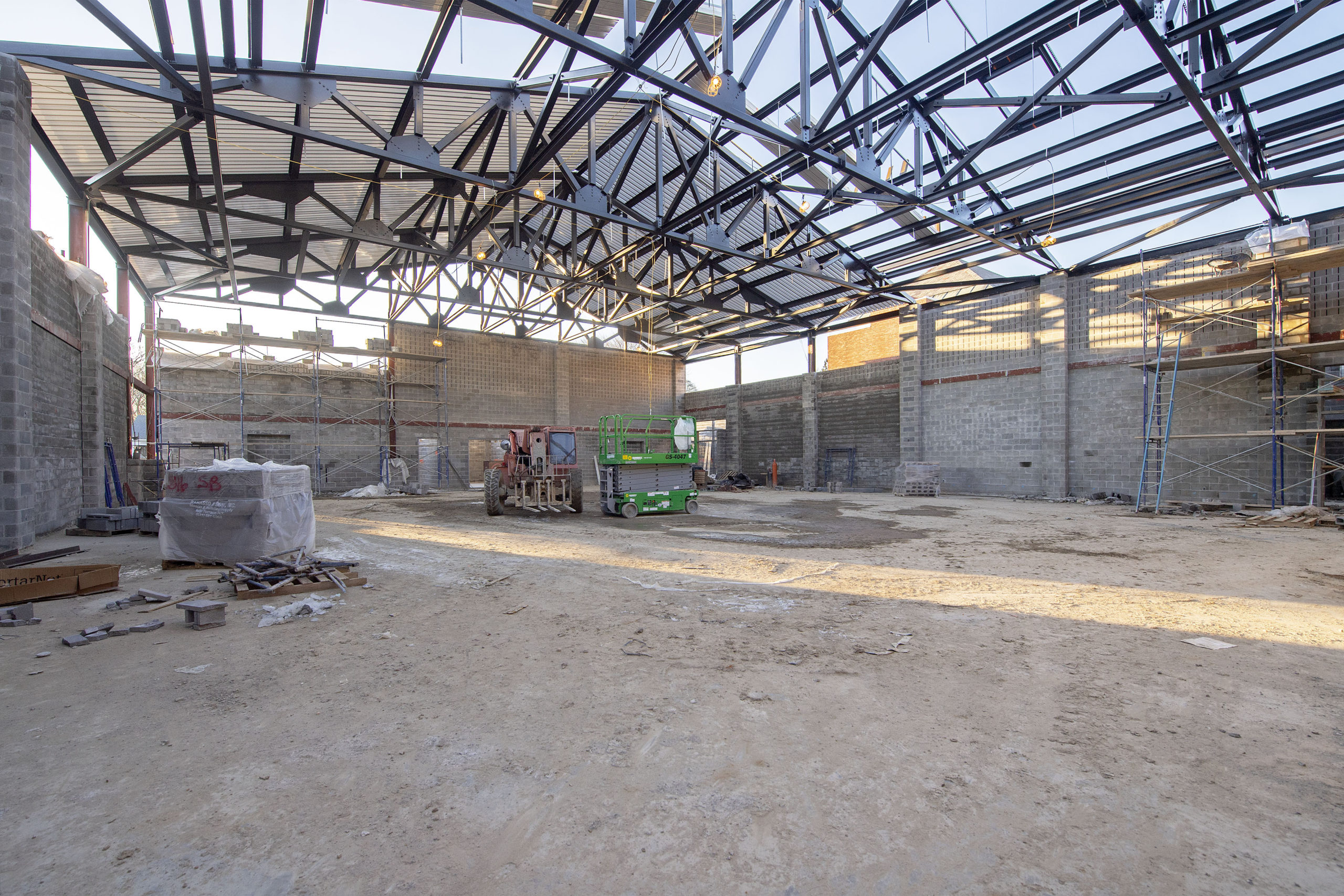 A view of the interior of what will be the new Bridgehampton School gymnasium.
