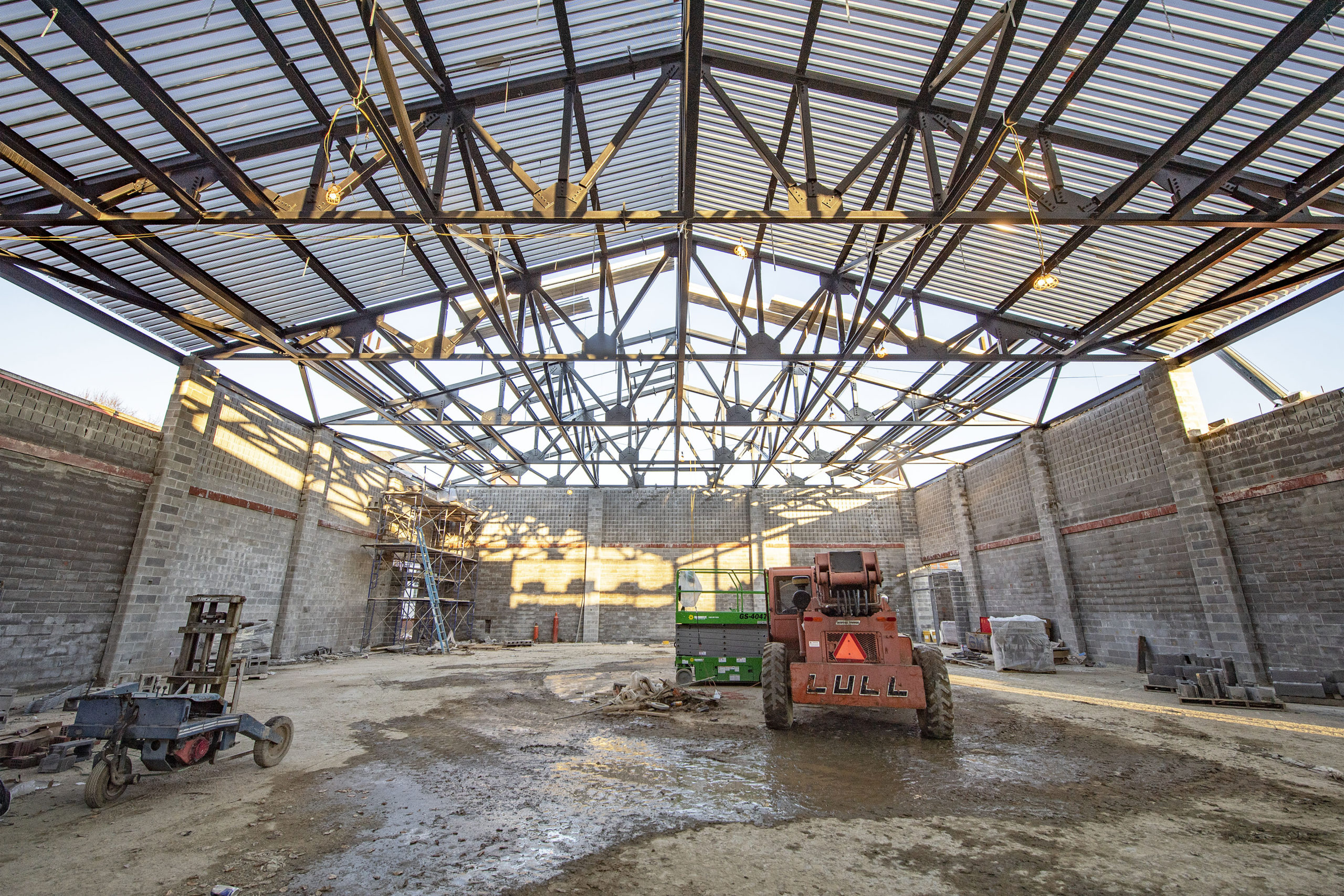 A view of the interior of what will be the new Bridgehampton School gymnasium.