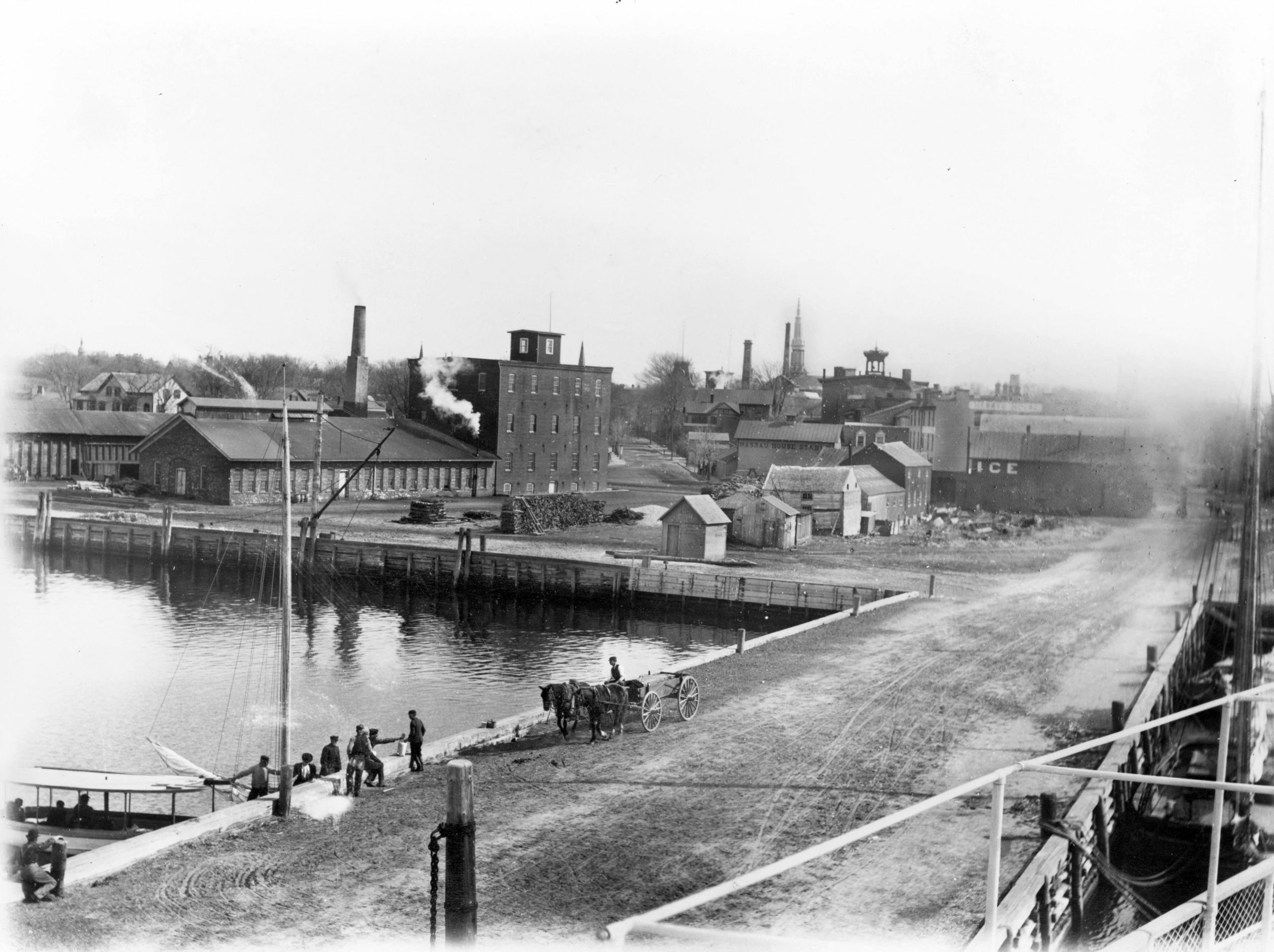 Photo of Long Wharf by William Wallace Tooker. Courtesy of the Kevin J. McCann Collection