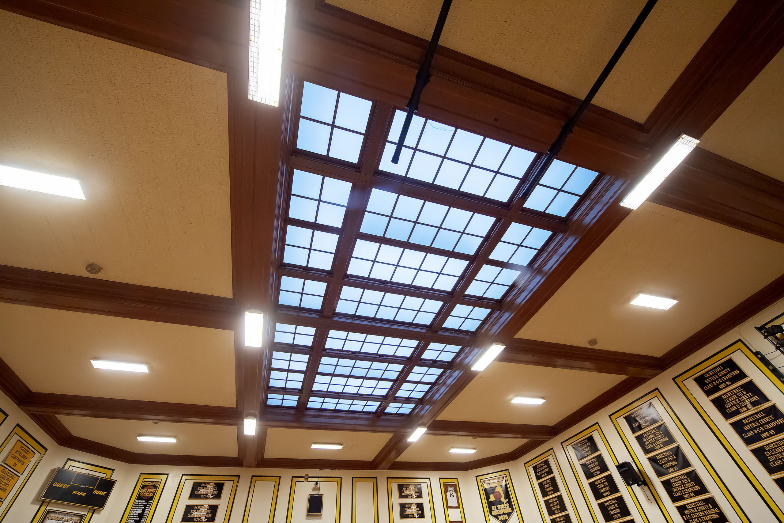 The skylight above The Hive court.