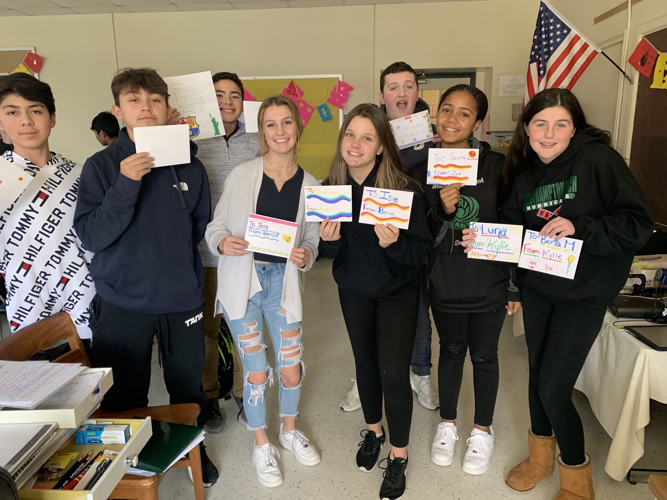 To provide her Spanish language students with an opportunity to make international connections and put the language they are learning to use, Spanish teacher Marica Illiano started a pen pal project. For the project, all 60 of her Spanish 2 students at Westhampton Beach Middle School have been writing letters to students studying English in Barcelona.