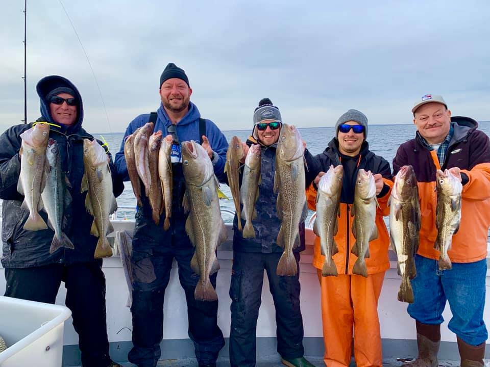 The fares aboard the Hampton Lady got in a good day of cod fishing last week out of Hampton Bays. Calm seas this week bode well for the hot winter fishing to continue. 