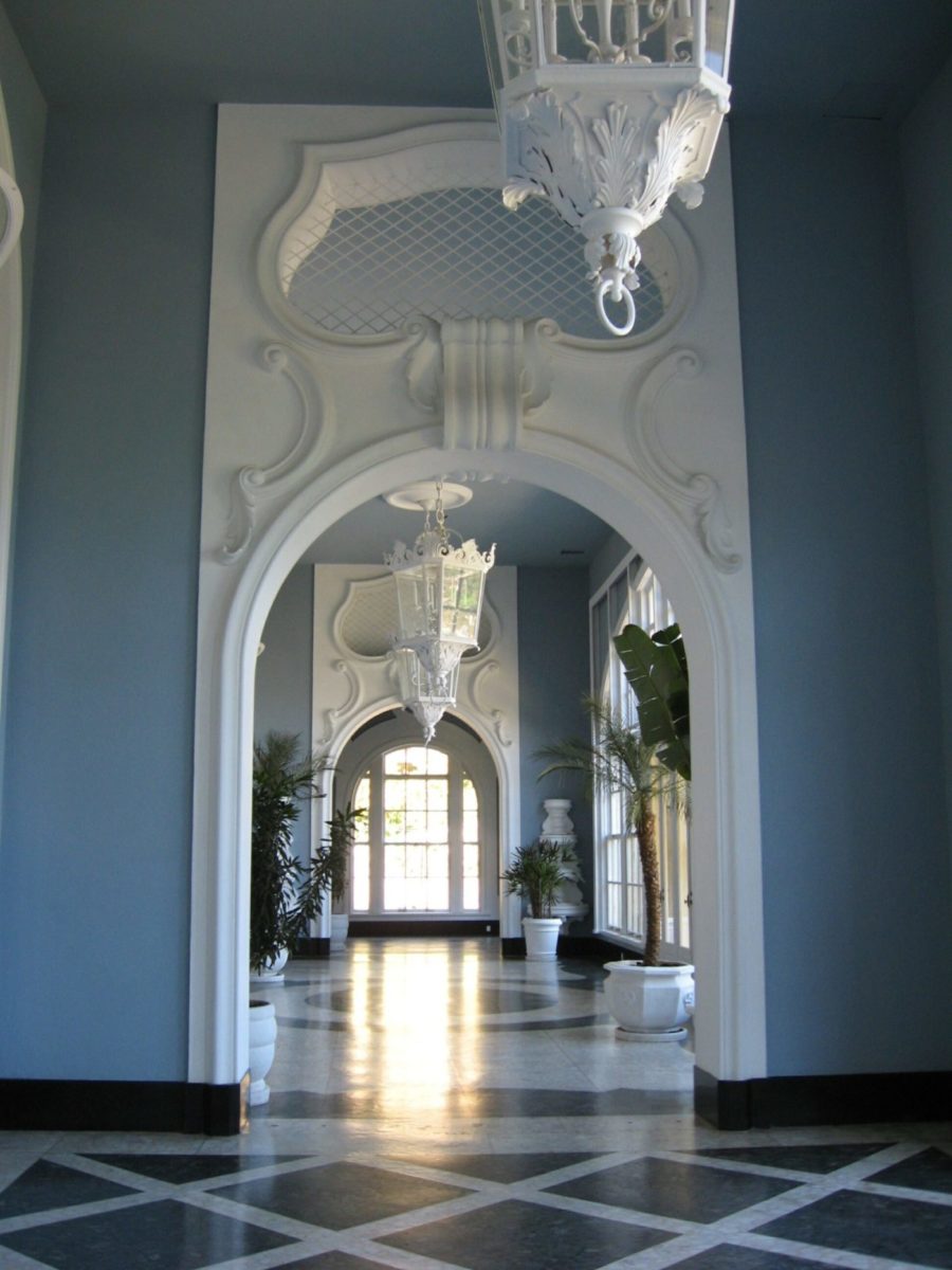 Palácio Quitandinha in Petropolis, Brazil, designed by Dorothy Draper in the Hollywood Regency, or Regency Morderne, style. 