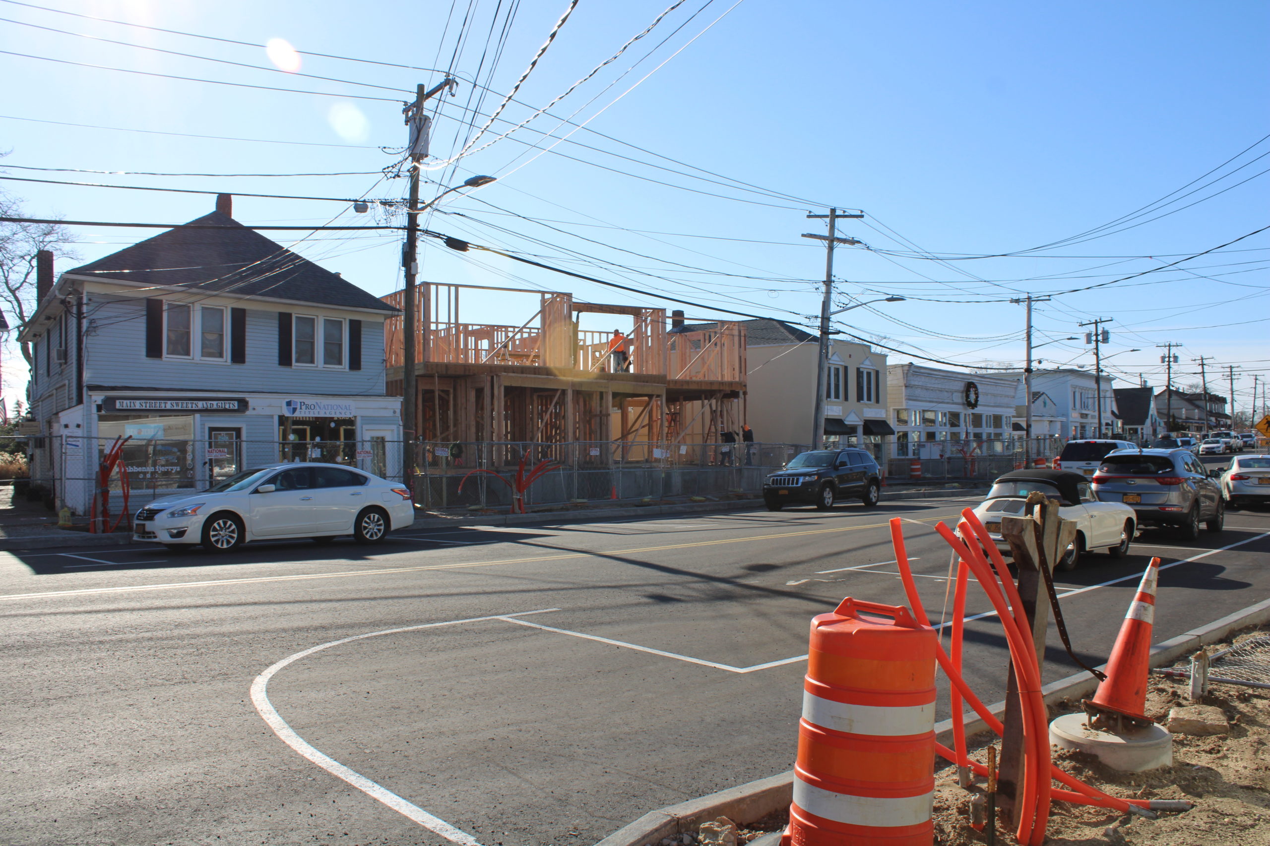 A new multi-purpose building is being constructed on Main Street in Westhampton Beach. 