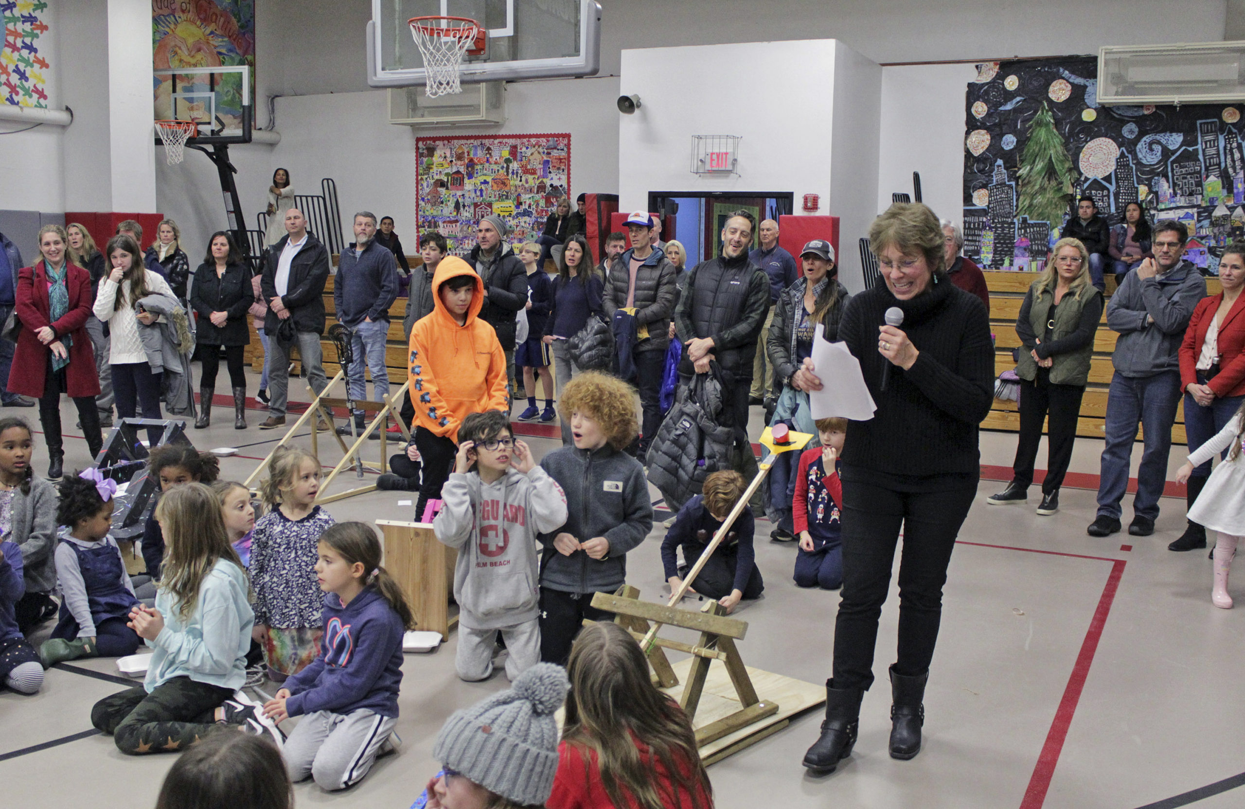 The Sag Harbor Elementary School hosted its fourth and fifth grade Physics Fair last week. The fifth grade class worked in teams to build catapults and compete to see which team’s catapult could launch the farthest.    TOM KOCHIE