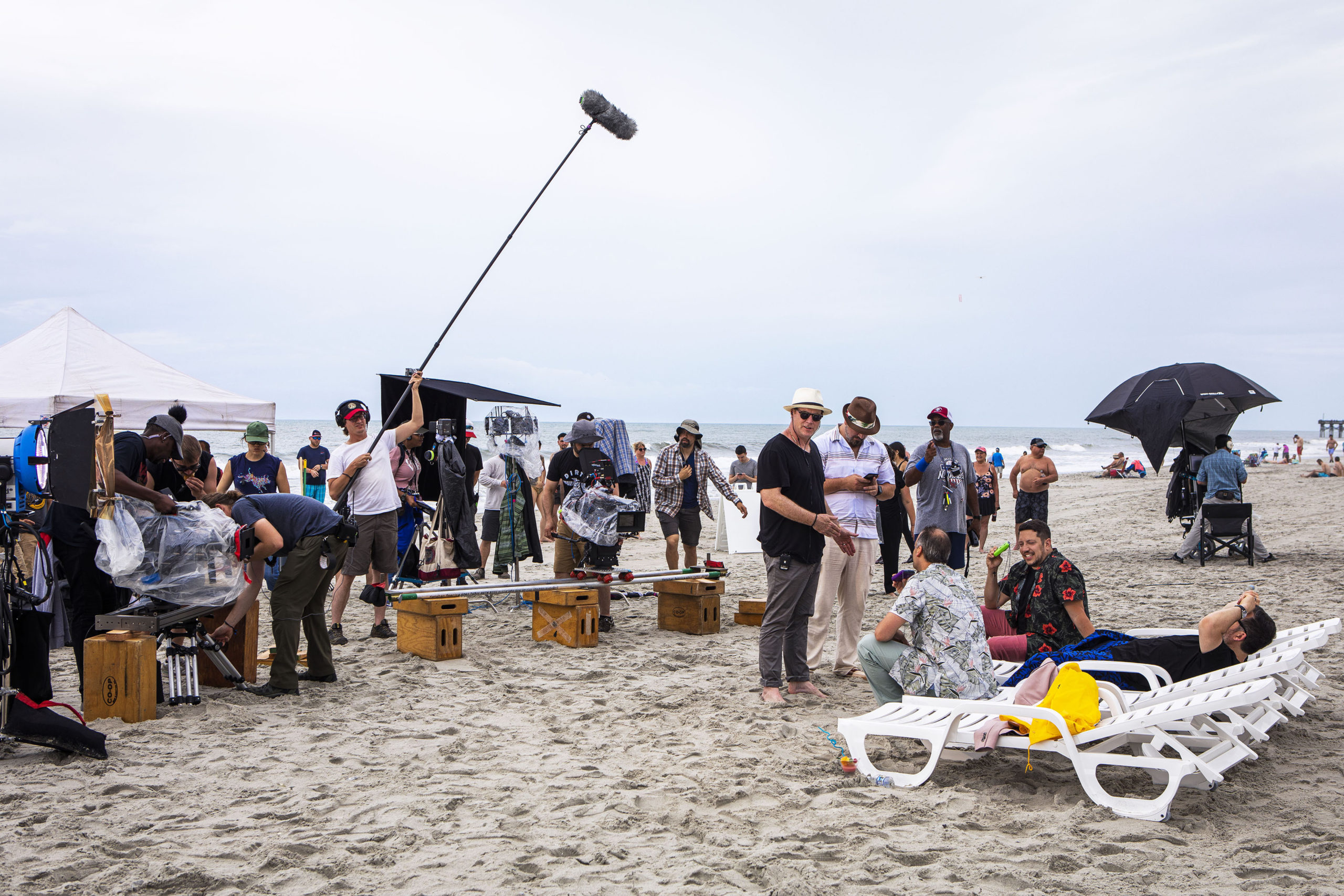 Director Chris Henchy, right, with the cast of 