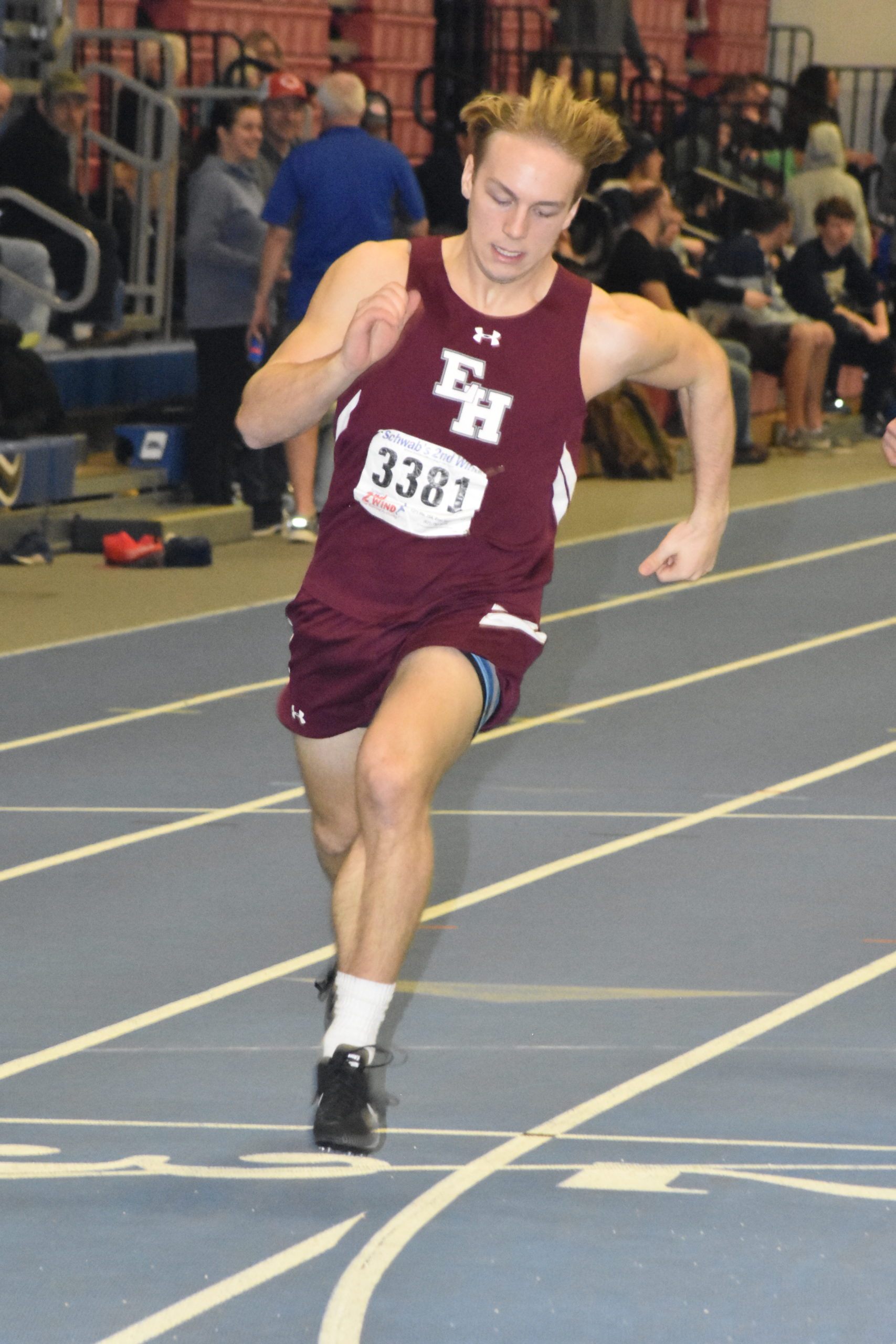 East Hampton's Luc Campbell in the 300-meter dash.