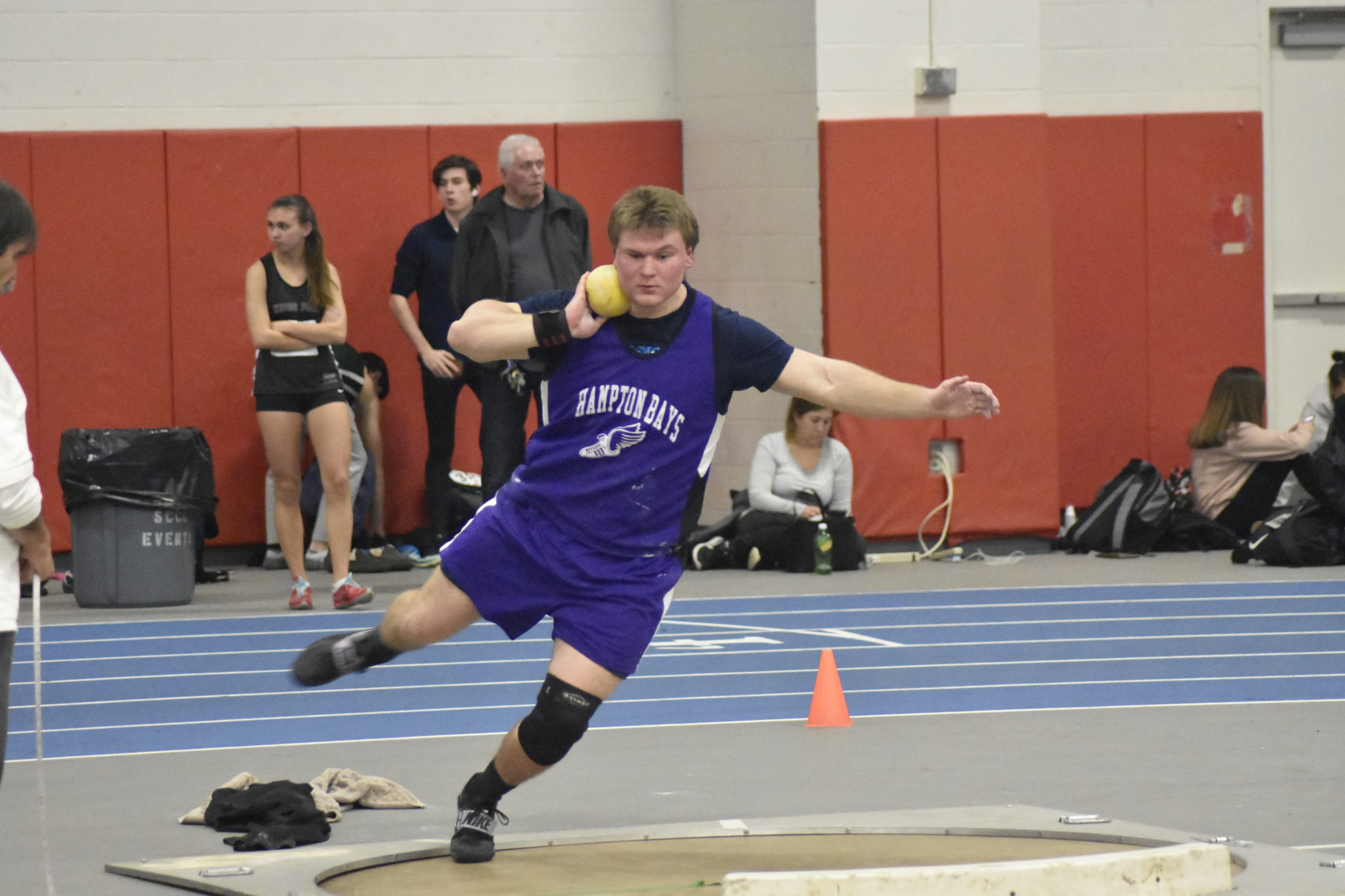 Hampton Bays senior Quinn Smith placed second in the county in the shot put and will be heading to the state meet next month