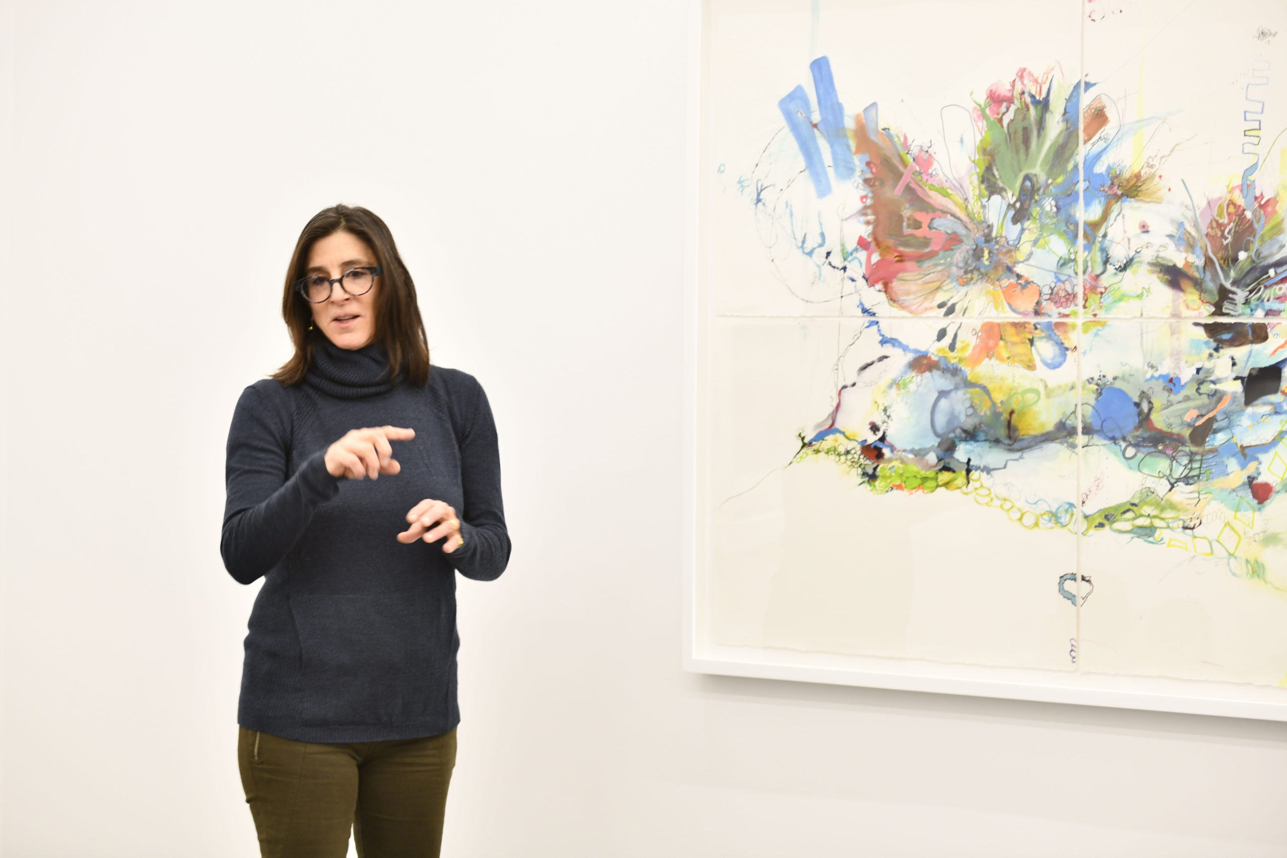 Artist Irina Alimanestianu works with students from the Tuckahoe School's 4th grade classes at the Parrish Art Museum. DANA SHAW