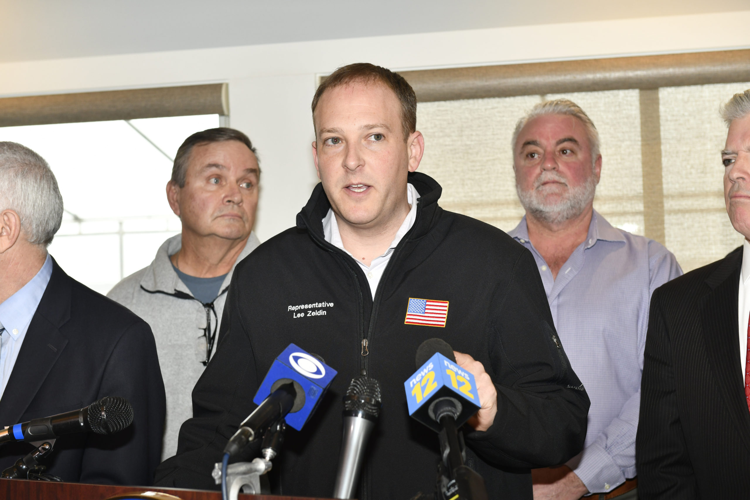 On Monday morning, U.S. Representative Lee Zeldin announced the start of the dredge of Shinnecock Inlet and placement of an estimated 600,000 cubic yards of sand.    DANA SHAW