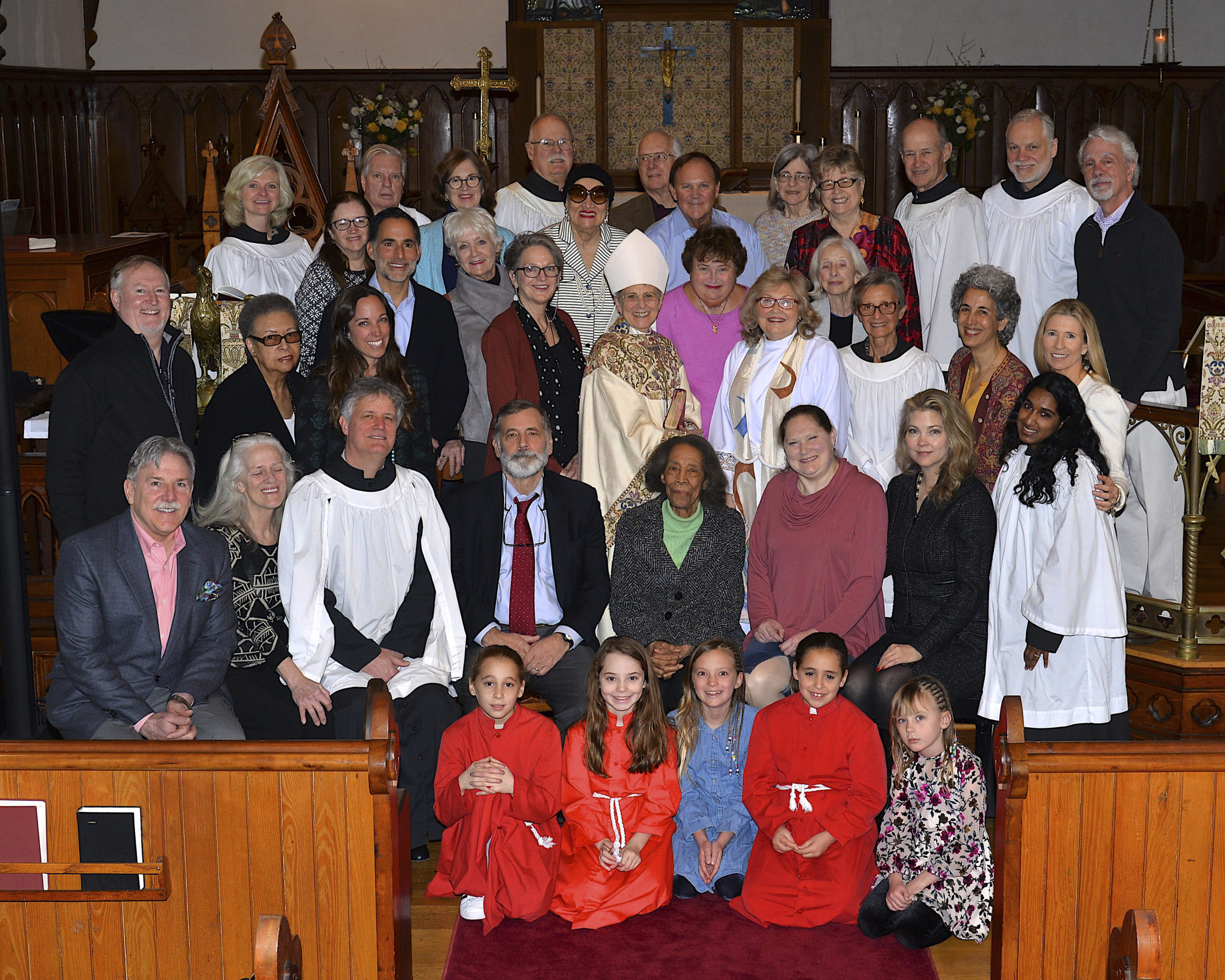 On Sunday February 23rd, the congregation of Christ Episcopal Church at 5 Hampton St. welcomed The Rt Rev. Geralyn Wolf, Assisting Bishop of the Episcopal Diocese of Long Island. She is pictured with the attendees at Sunday’s 10 am service. Following the service the Bishop met with the Church Vestry over lunch to discuss plan’s for the Church’s 175th anniversary celebration this spring and plans for the Church's feeding program, Community Cafe.” KYRIL BROMLEY