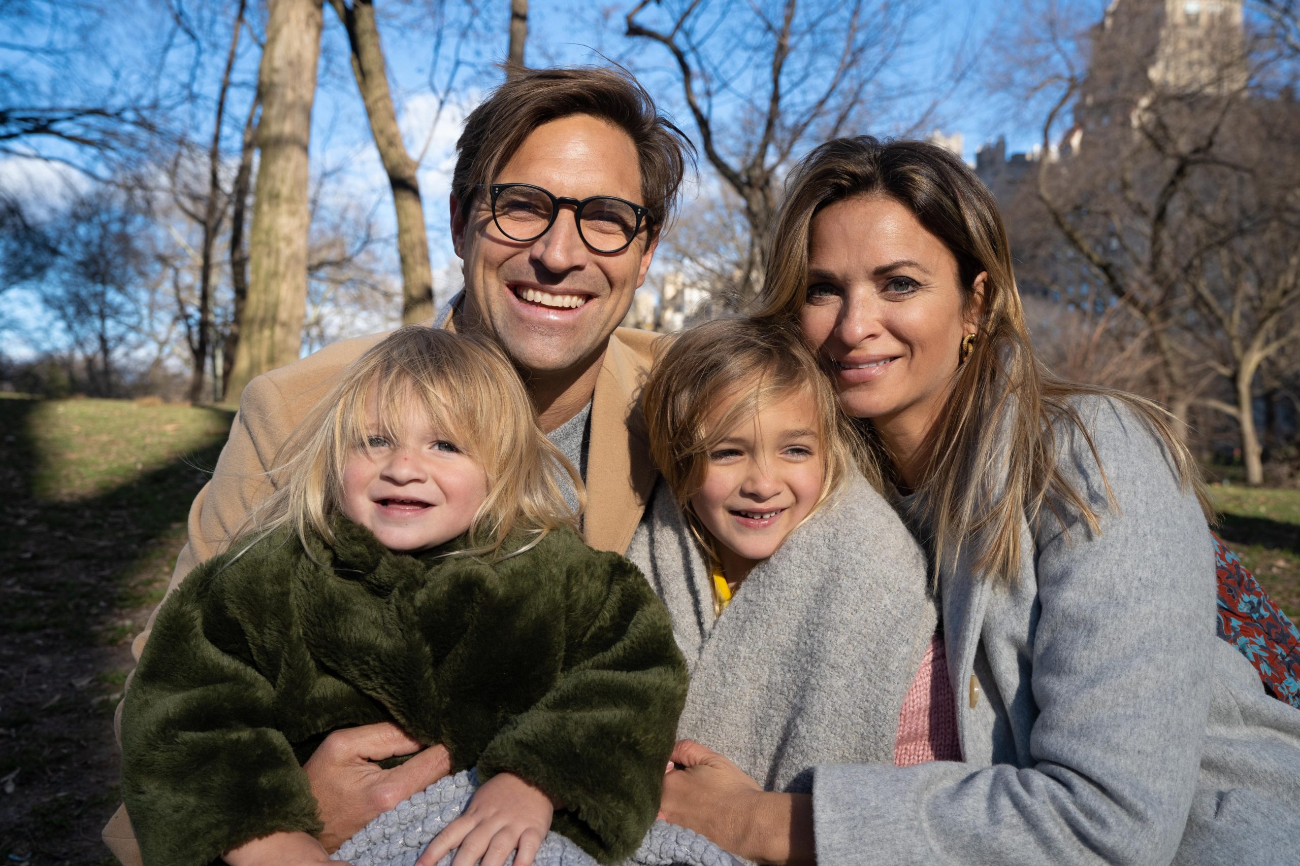 Nicole Delma with her husband, Jesse Spooner, and their two daughters, Indigo and Georgica. 
