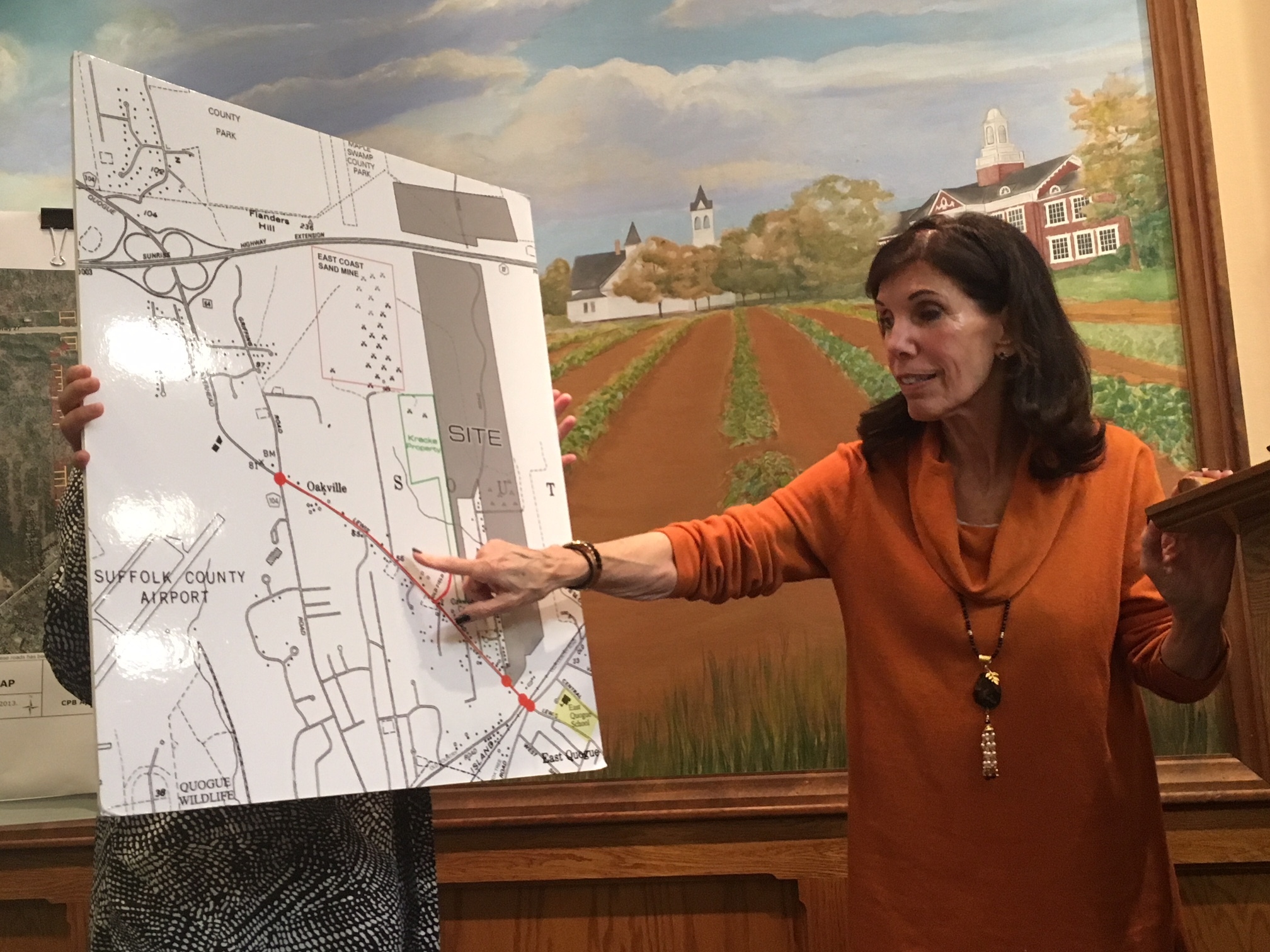 Andrea Spilka focused on the traffic the project might bring to Lewis Road and East Quogue. KITTY MERRILL 