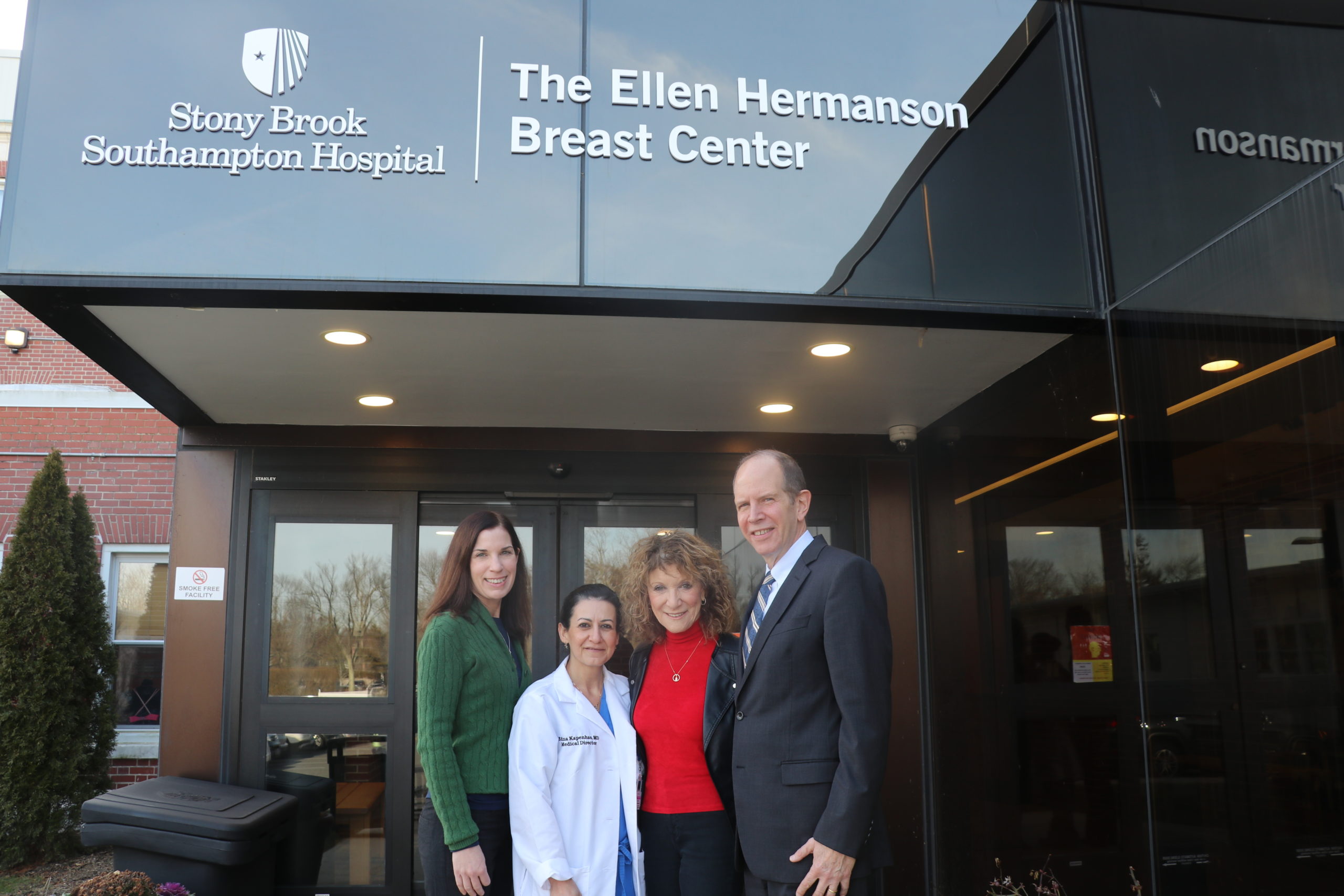 The Ellen Hermanson Foundation recently announced that during 2019, it has awarded $326,000 in grants to Stony Brook Southampton Hospital. From left, Anne Tschida Gomberg, executive director, The Ellen Hermanson Foundation; Edna Kapenhas, MD, director of Breast Surgery and medical director of The Ellen Hermanson Breast Center at Stony Brook Southampton Hospital; Julie Ratner, co-founder and chairwoman of The Ellen Hermanson Foundation; and Robert Chaloner, chief administrative officer, Stony Brook Southampton Hospital. 