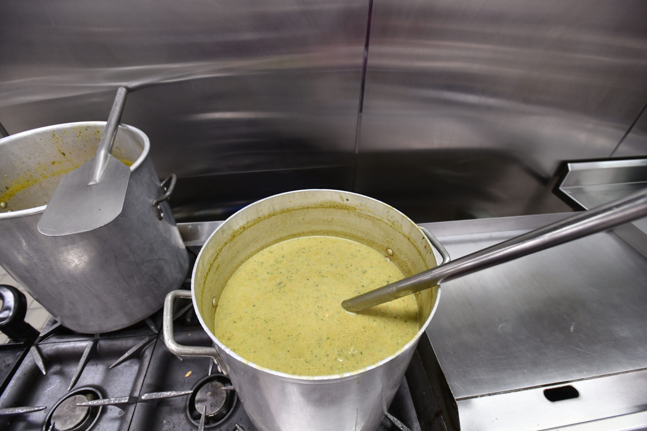 Soup being prepared for lunch.  DANA SHAW