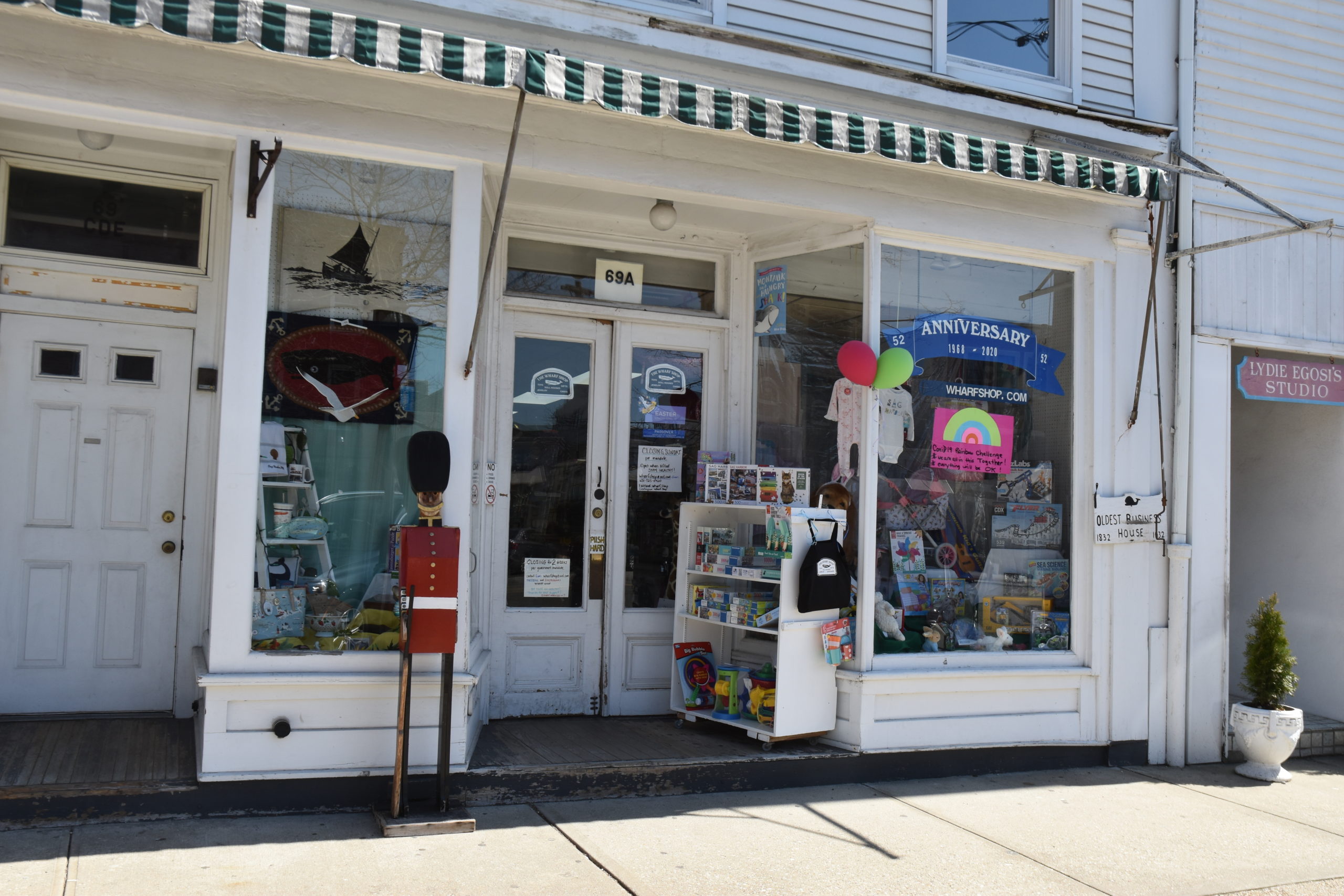 The Wharf Shop, a popular toy store in Sag Harbor, was one of scores of local businesses to close following Governor Cuomo's order. STEPHEN J. KOTZ