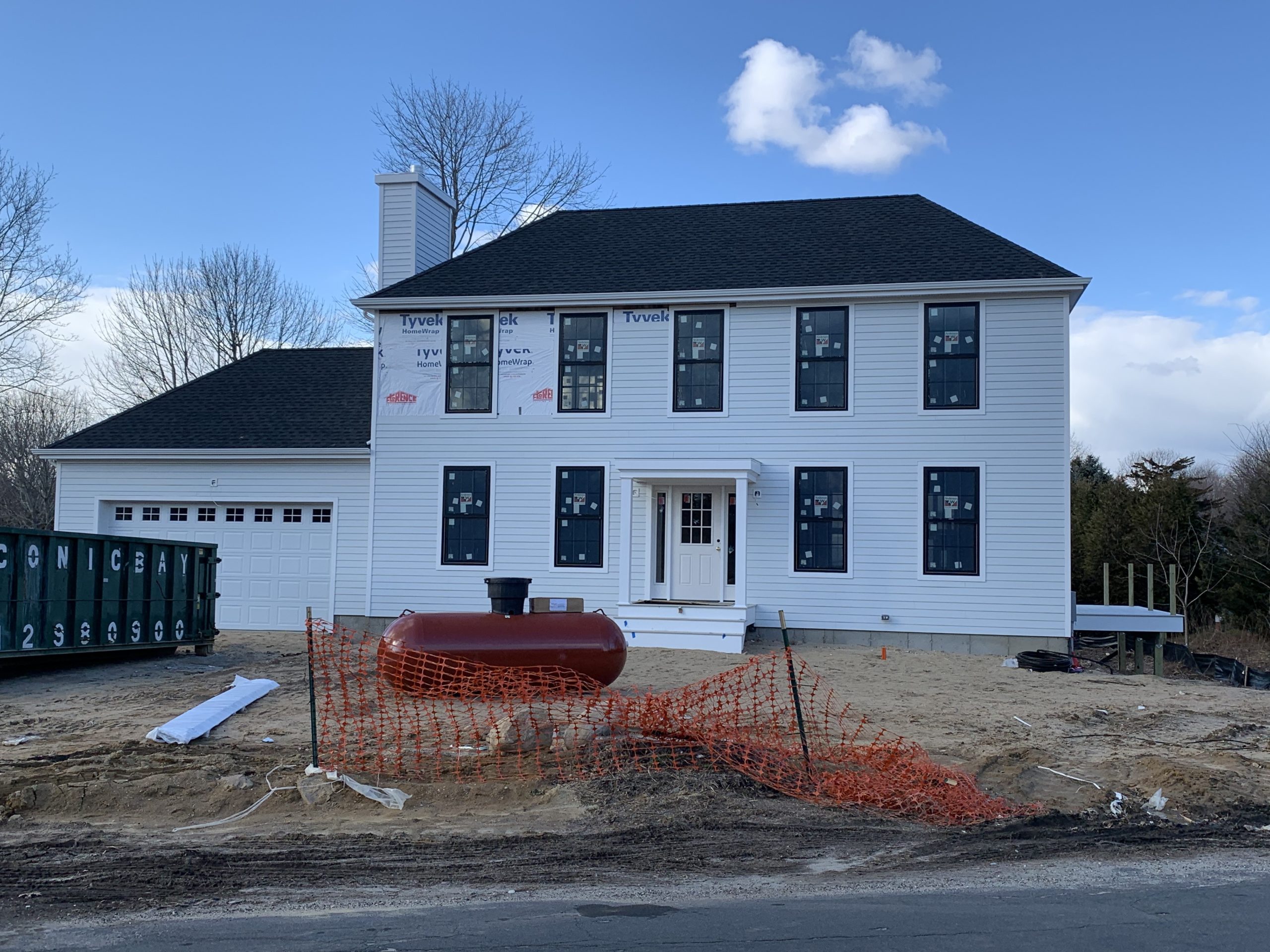 A new house under construction in Cutchogue.