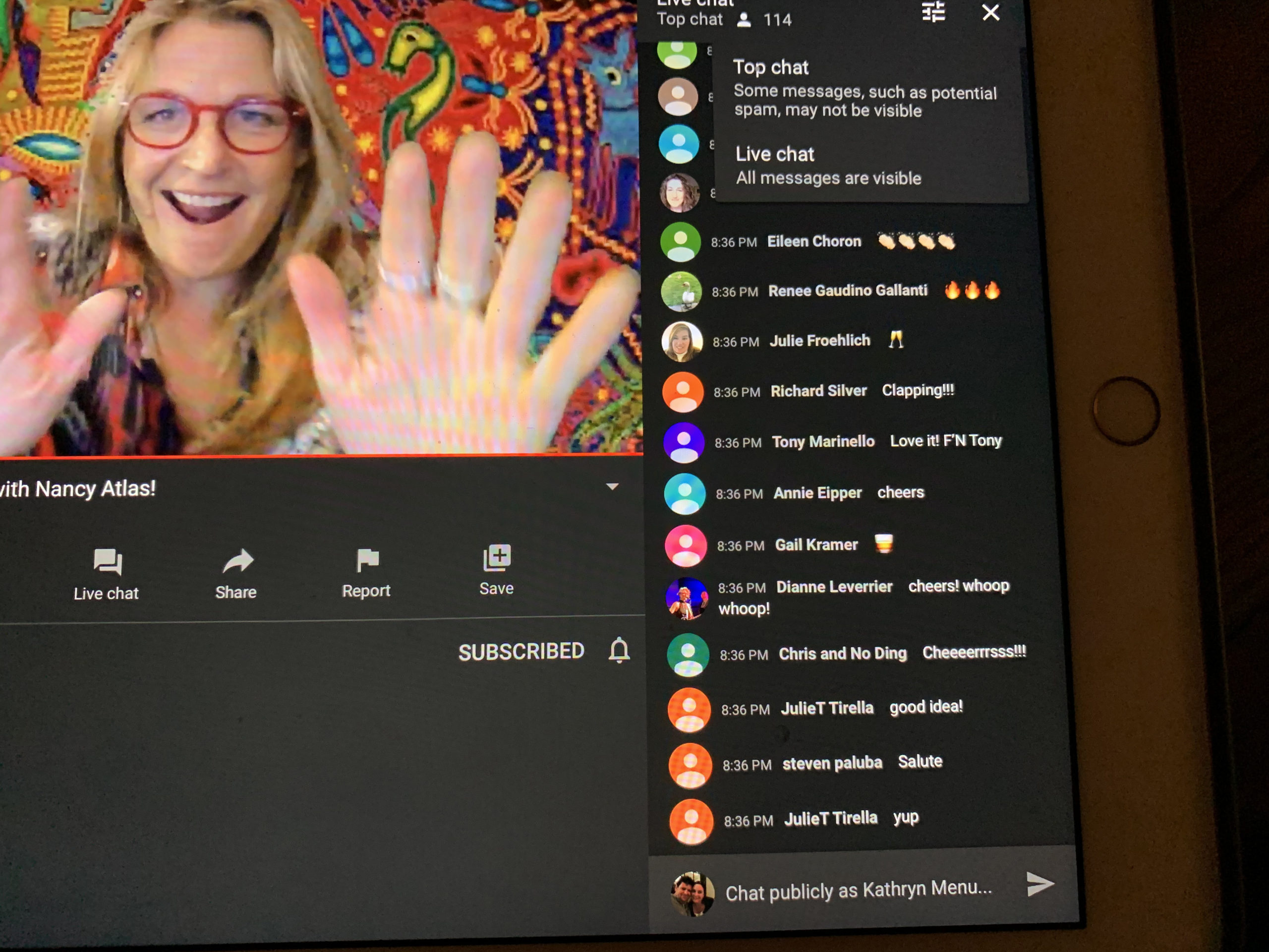 Nancy Atlas connected and performed for her fans virtually on Saturday.   GAVIN MENU