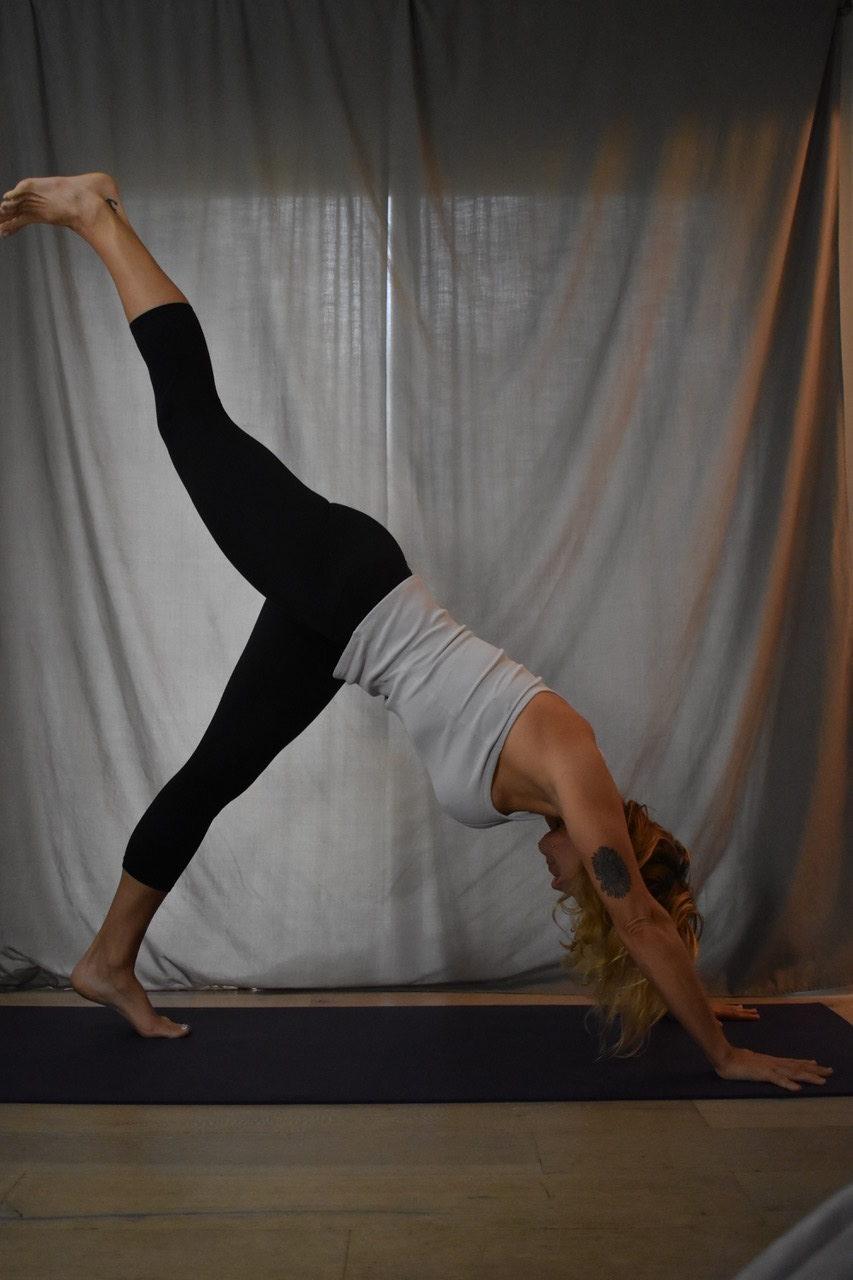 Allison Burke leads an online yoga class.