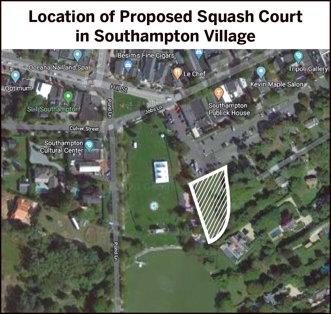 A local group of squash enthusiasts hopes to erect a court on teh property depicted above with hash marks.