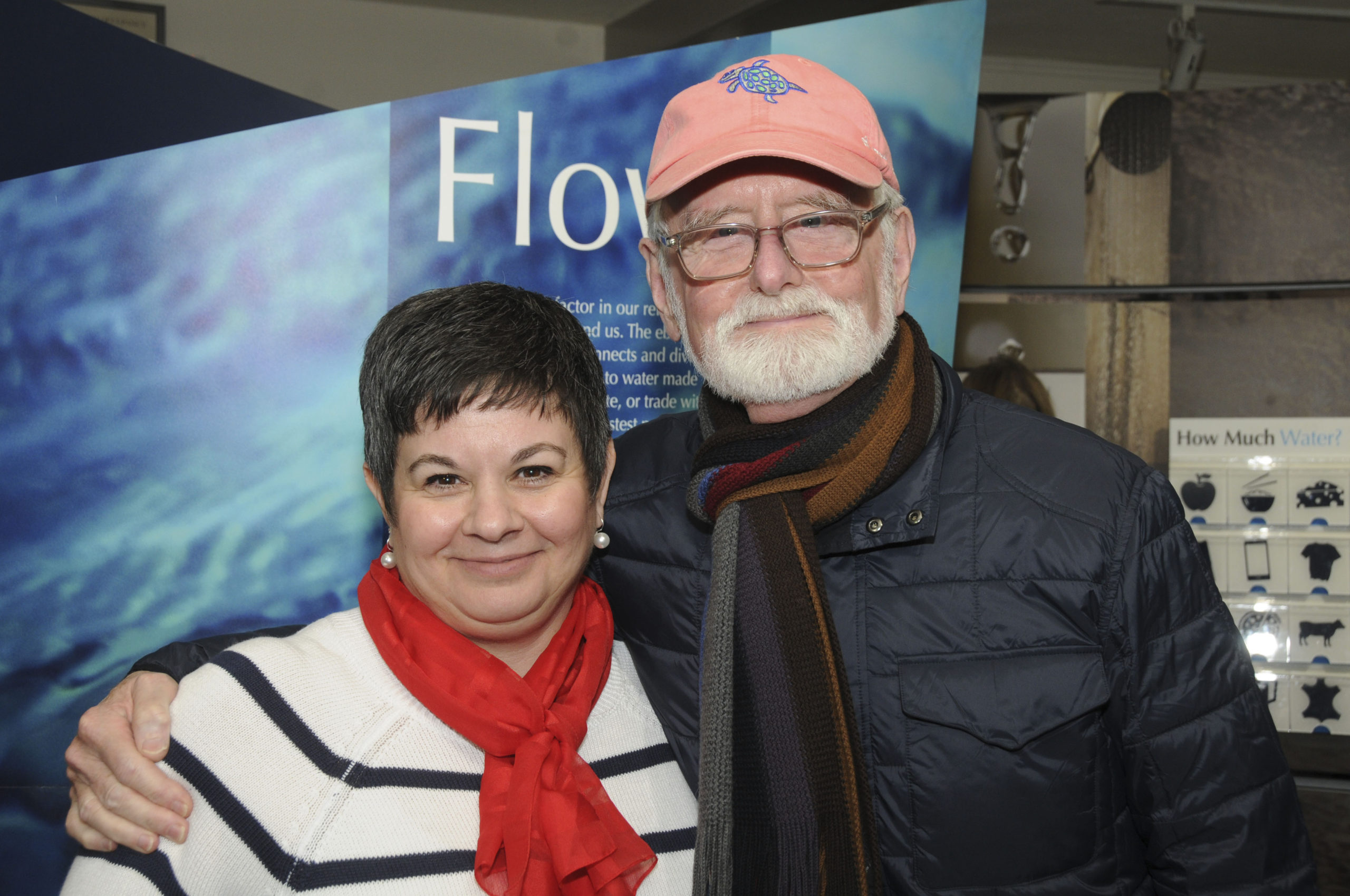 Maria Vann and Richard Barons at the opening of Smithsonian Institution’s traveling exhibition, Water/Ways, at Clinton Academy Museum on Saturday.    RICHARD LEWIN
