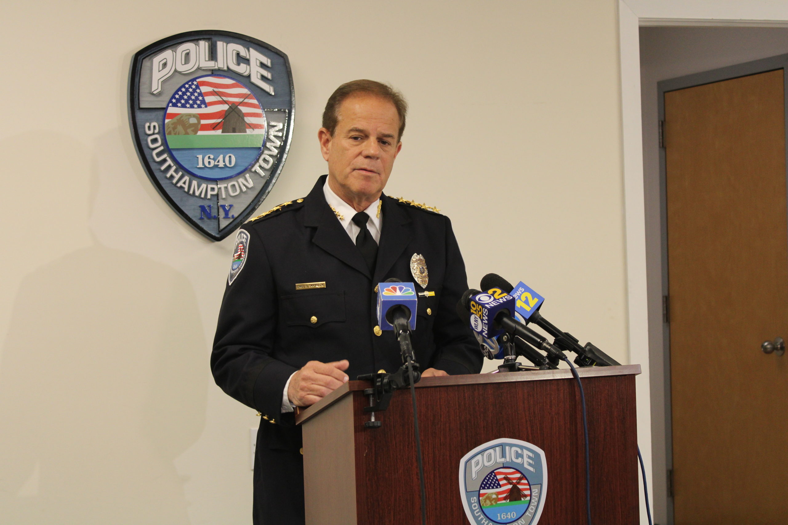 Southampton Town Chief of Police Steven Skrynecki at the press conference Thursday morning.
