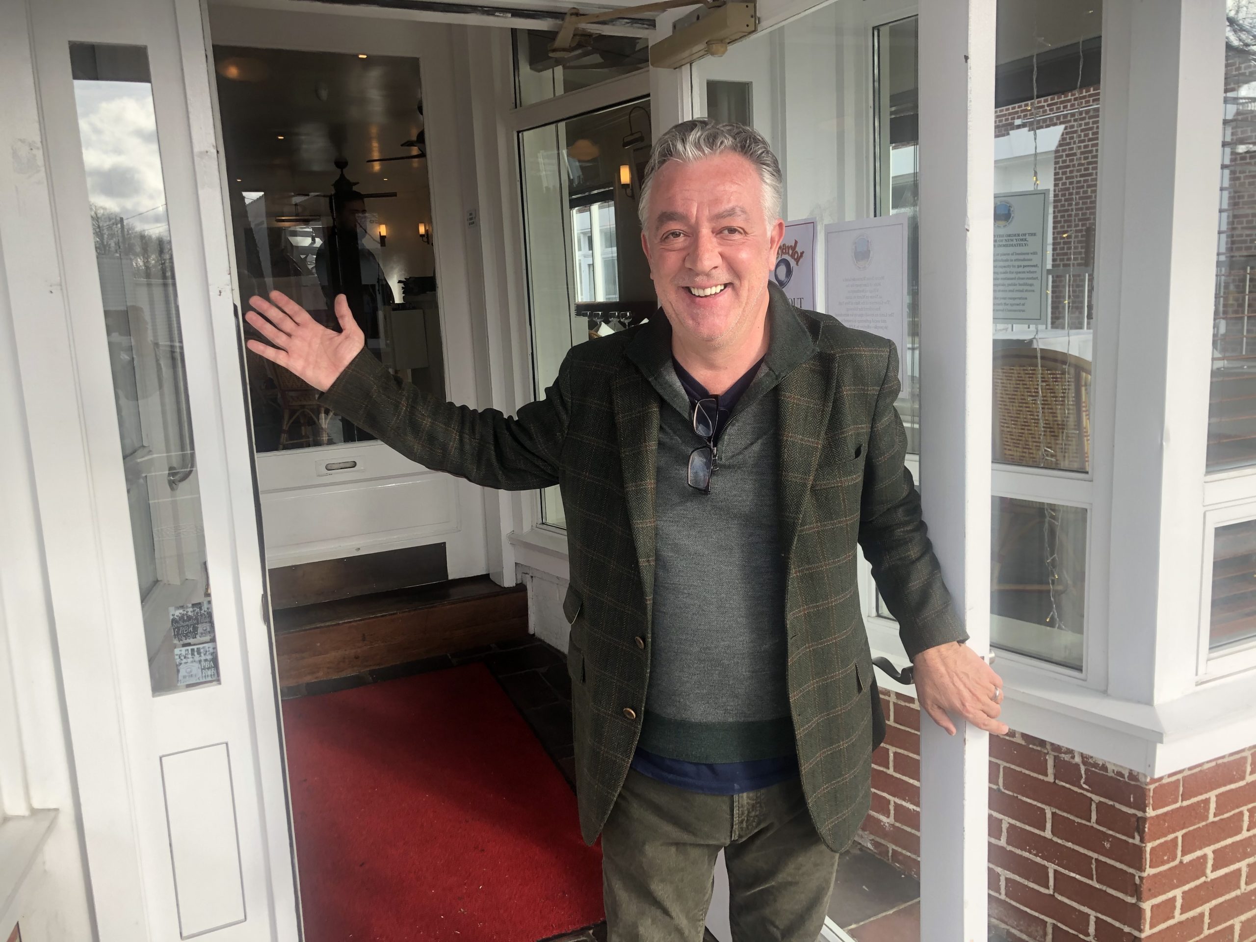 Le Charlot owner Thierry Gelormini said he French bistro in Southampton Village will try to weather the forced closure by offering take-out  meals for cubside pickup. 