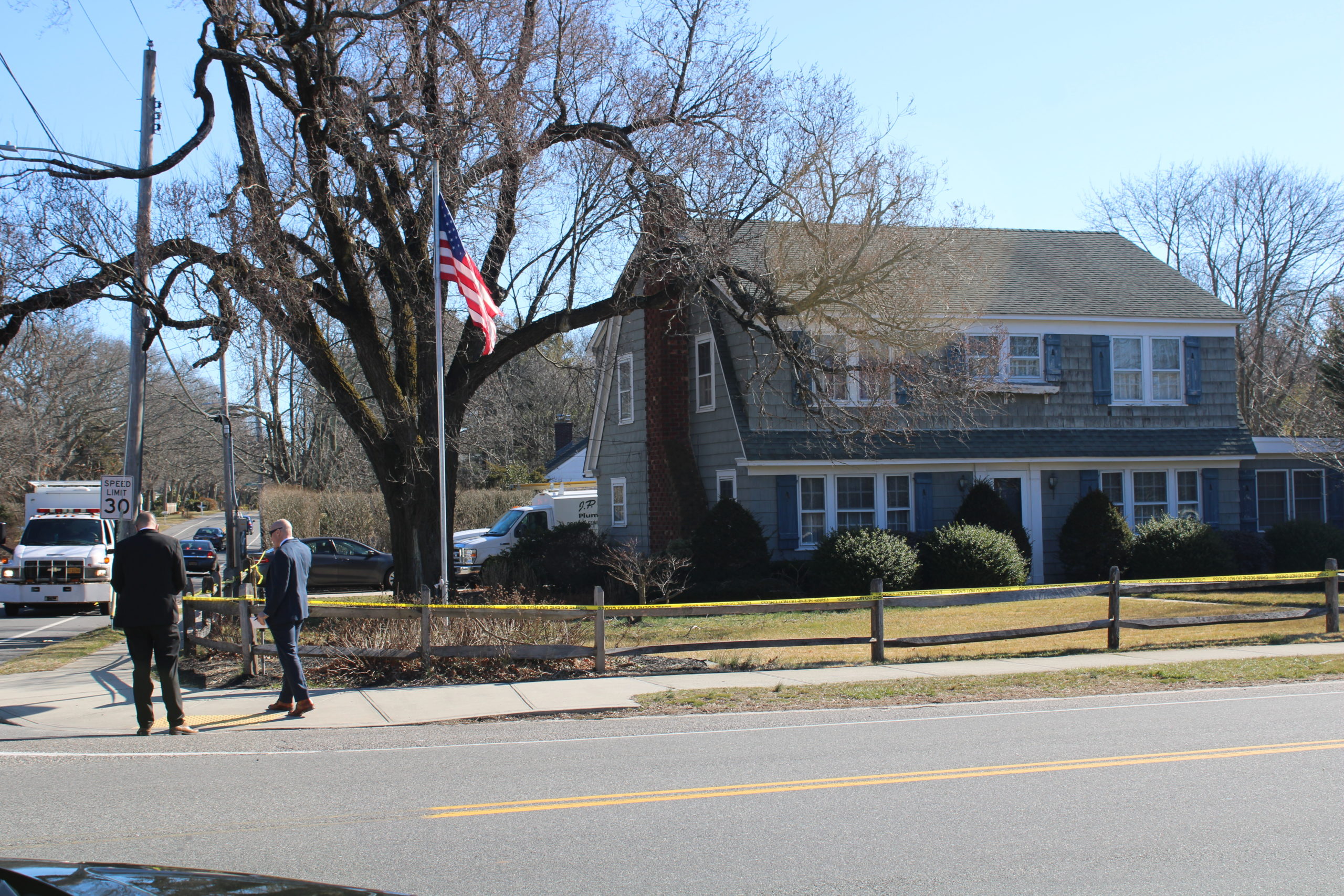 Southampton Town and Suffolk County Police were on the scene Thursday morning of a double shooting that took place on Wednesday night that left two people dead in Hampton Bays.
