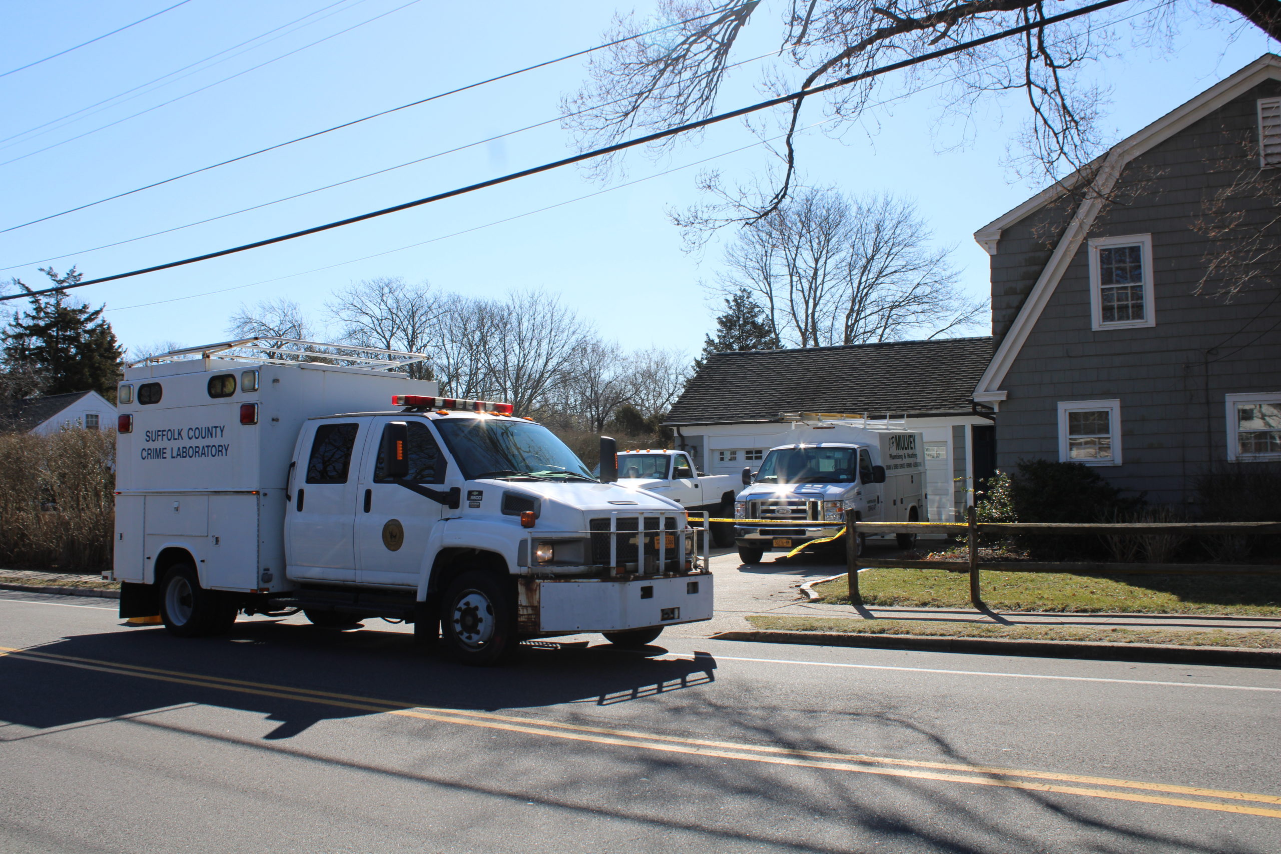 Southampton Town and Suffolk County Police were on the scene Thursday morning of a double shooting that took place on Wednesday night that left two people dead in Hampton Bays.