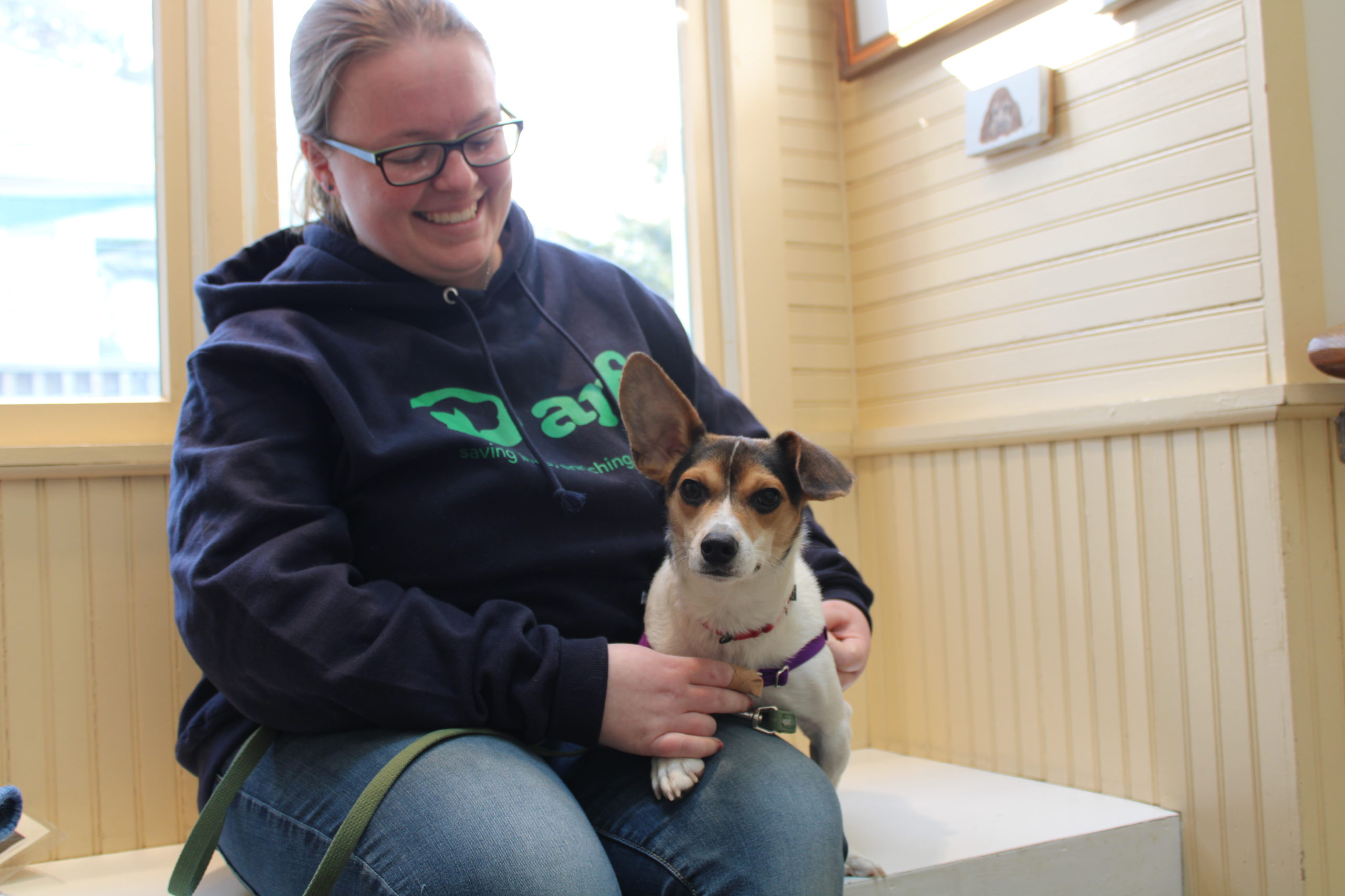 ARF Animal Care Associate Jessica Tilton and Buddy.