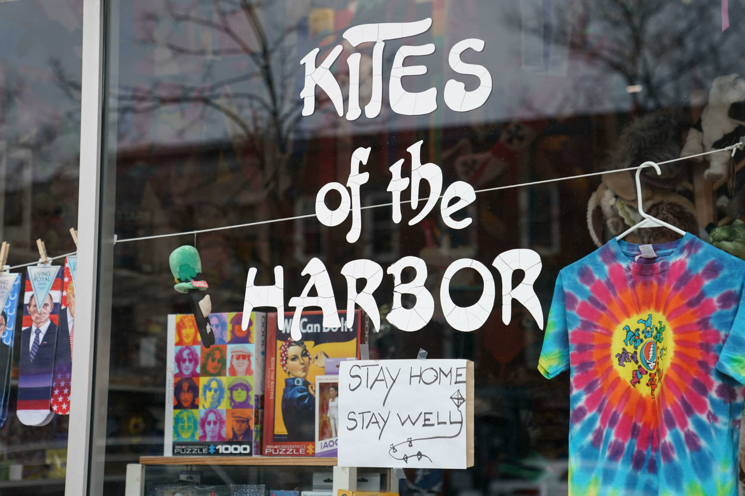 Sag Harbor's iconic Main Street store, Kites of the Harbor, encourgaed safety this week.