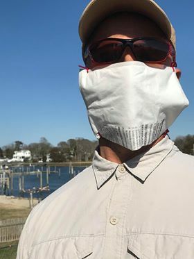 Anthony DePalma of Hampton Bays made his mask out of a vacuum cleaner bag. 