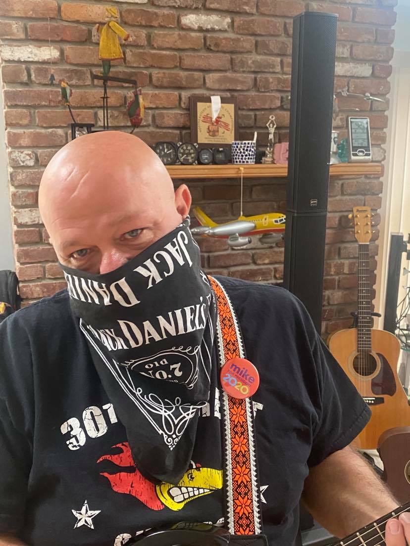 Mike Rusinsky of East Hampton displayed rocker spirit with his mask. 