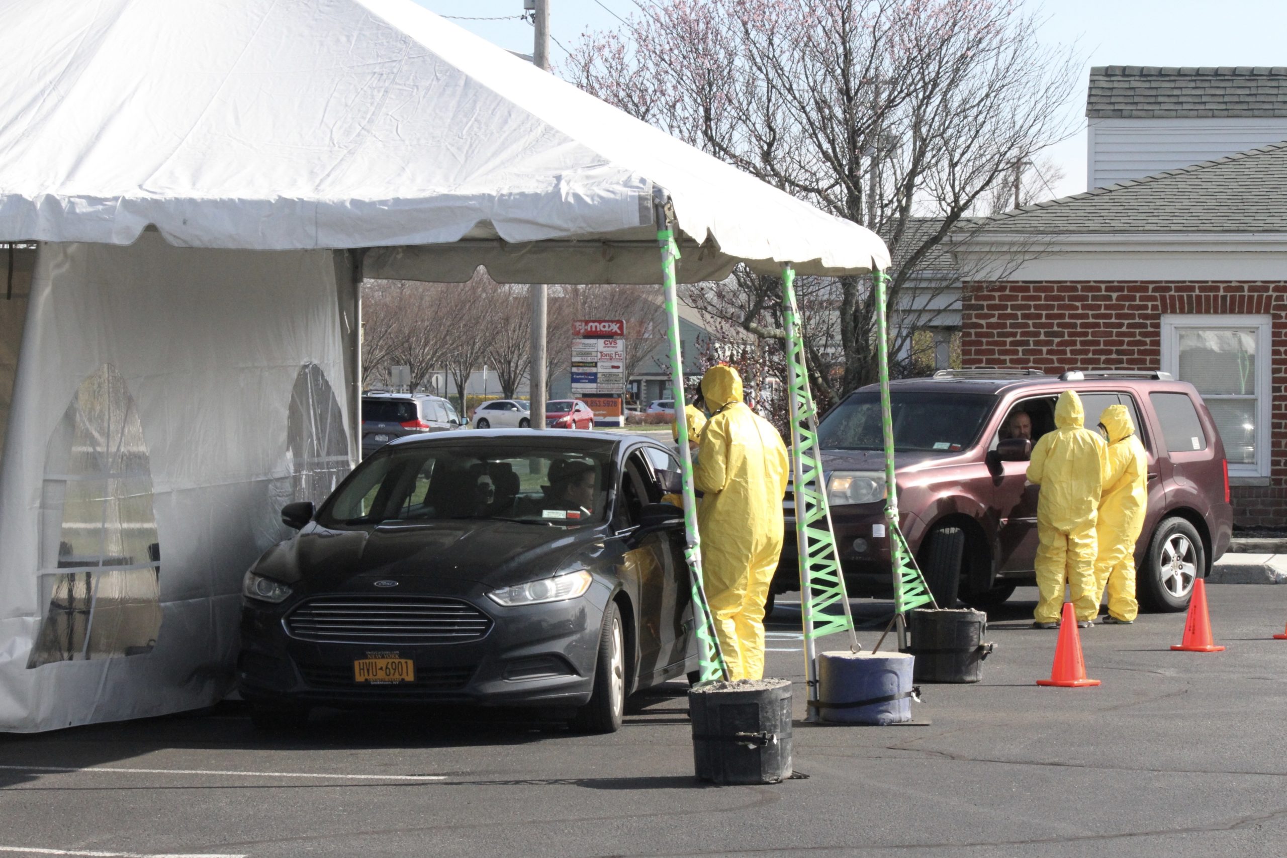 A drive-thru COVID-19 testing site opened at ProHEALTH urgent care clinic in Riverhead on Monday. 